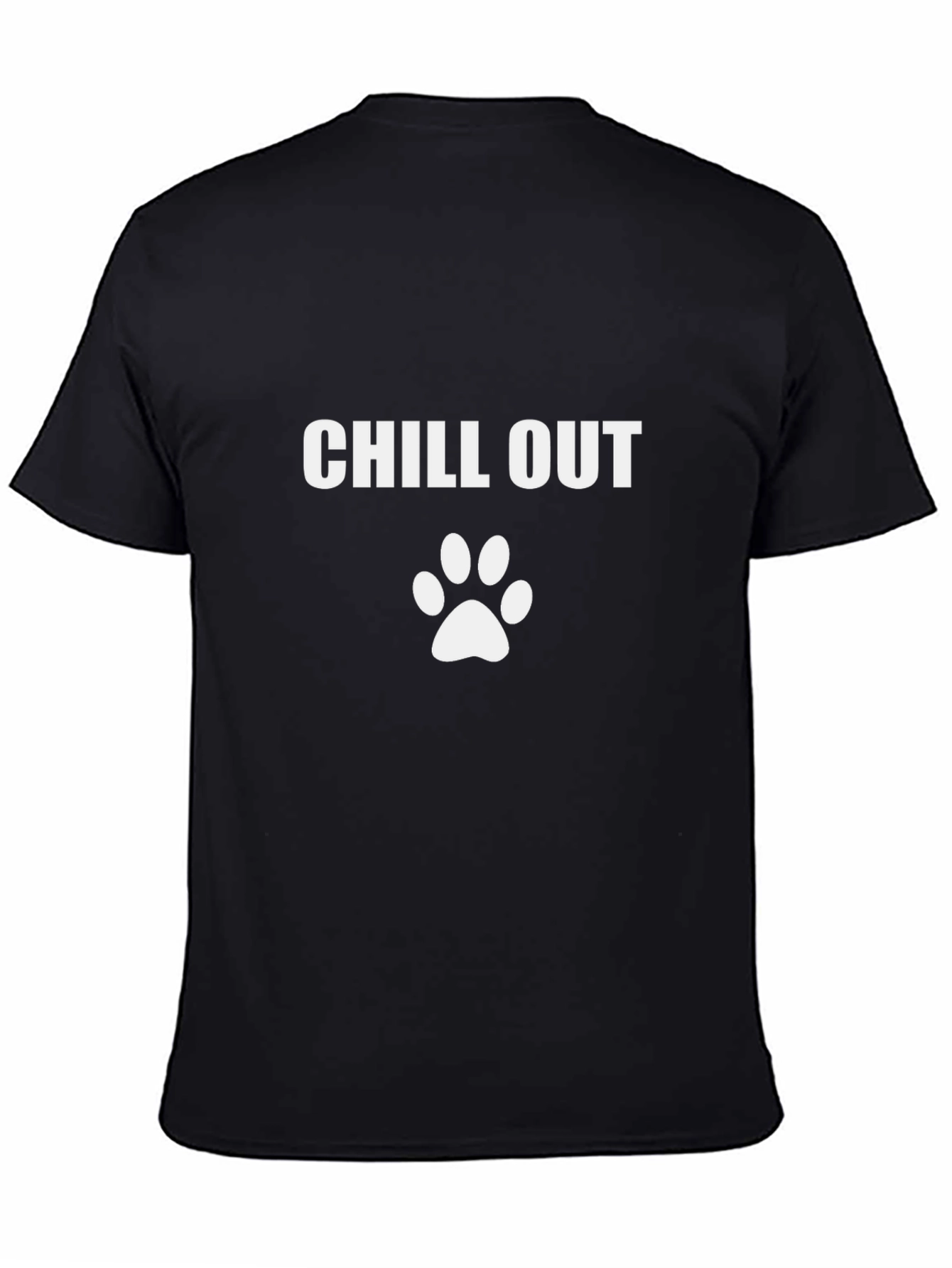 Chill Out Dog Paw Print Black T-Shirt