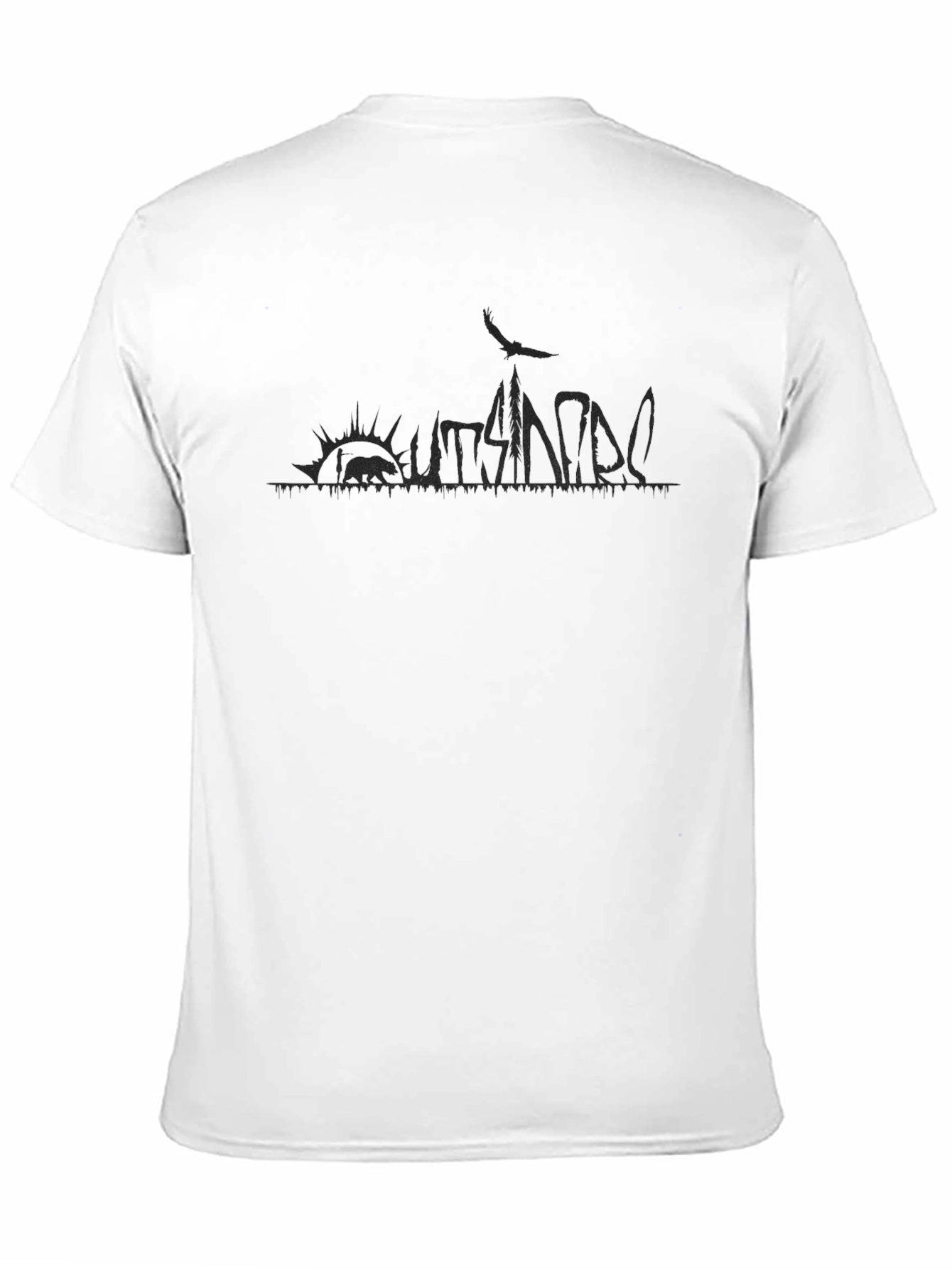 Mens Black T-Shirt with Abstract Outdoors Print