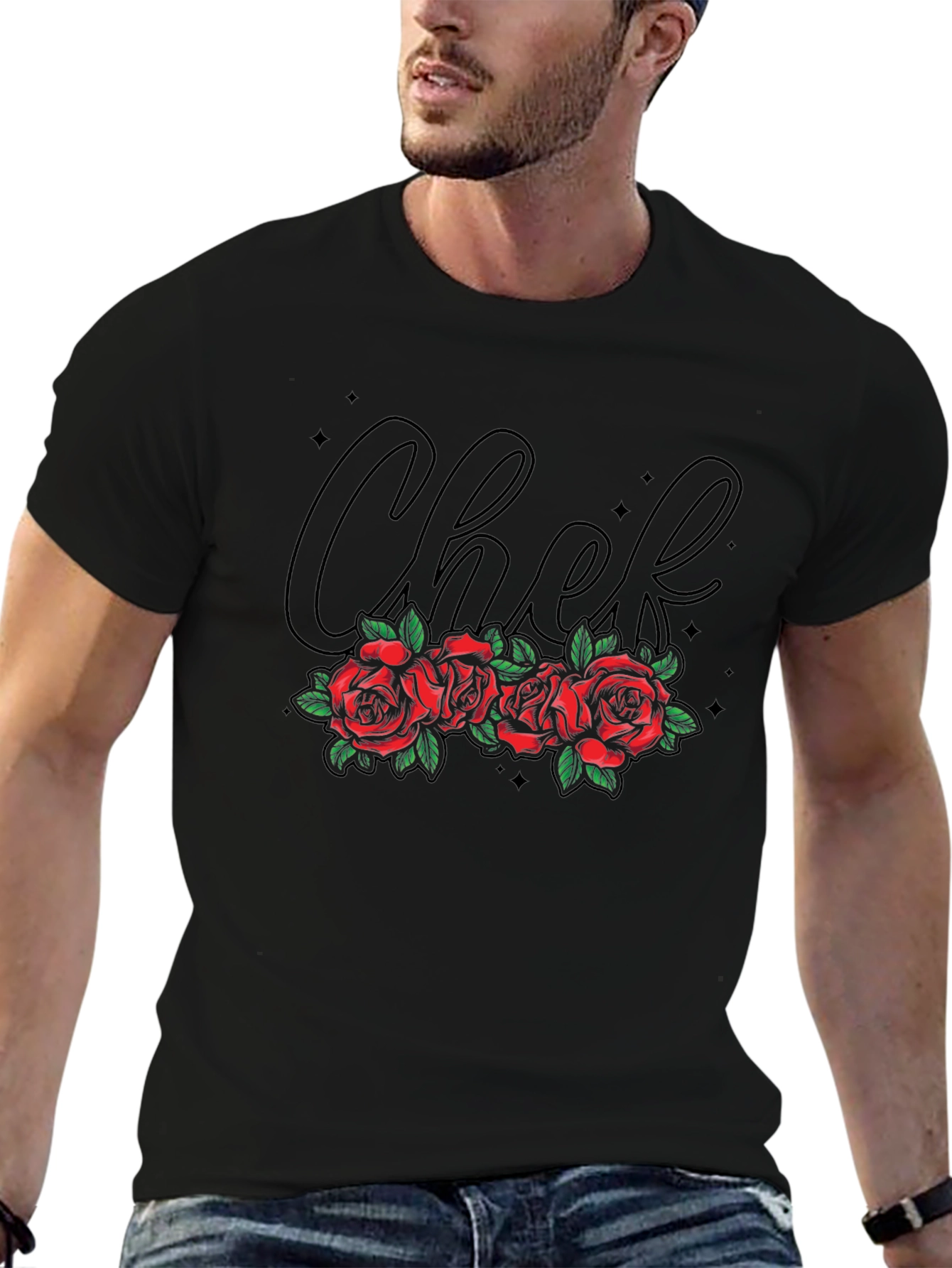 Chef Roses T-Shirt - Stylish Black Tee