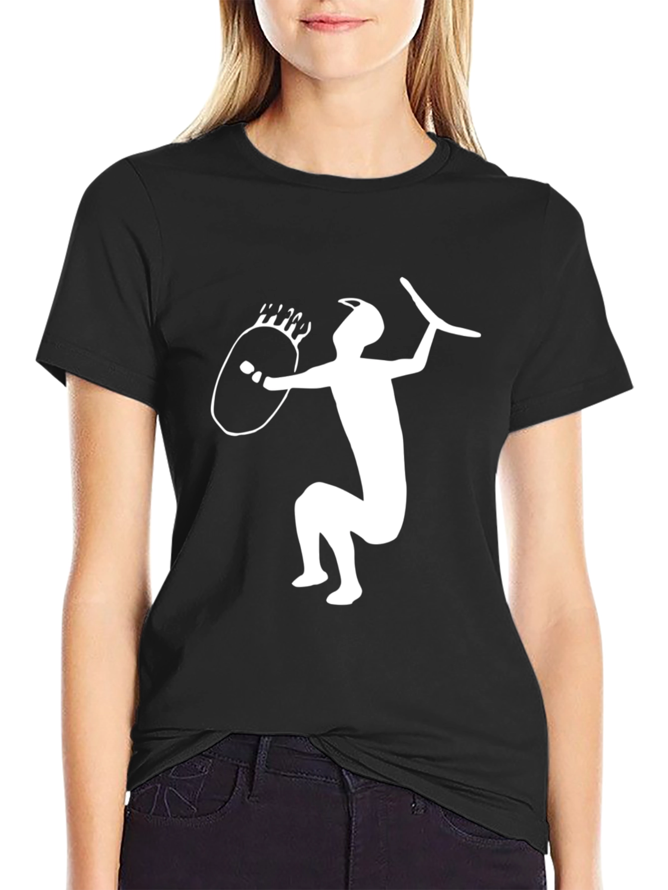 Warrior Graphic T-Shirt - Black Cotton Blend Tee