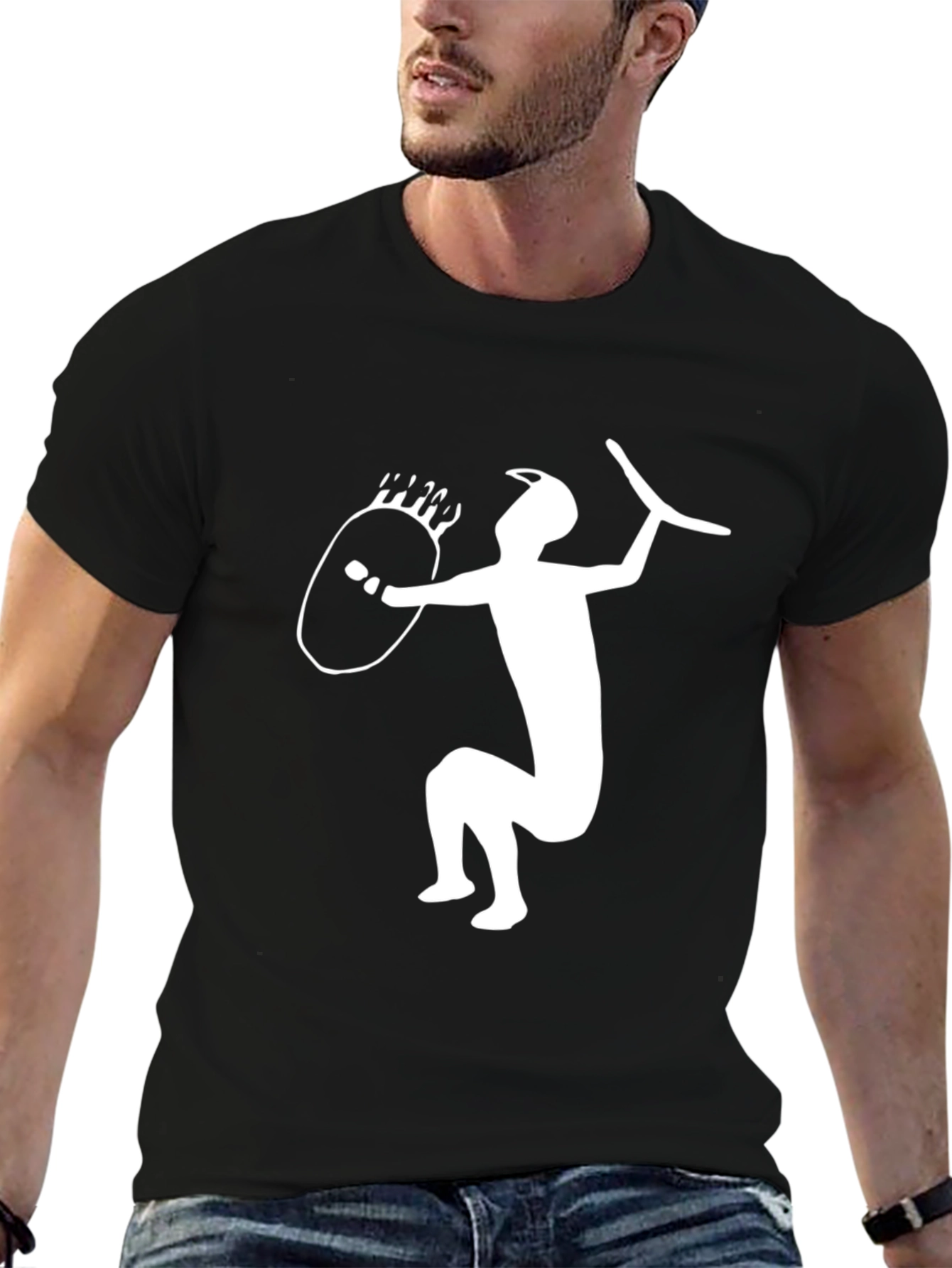 Warrior Graphic T-Shirt - Black Cotton Blend Tee