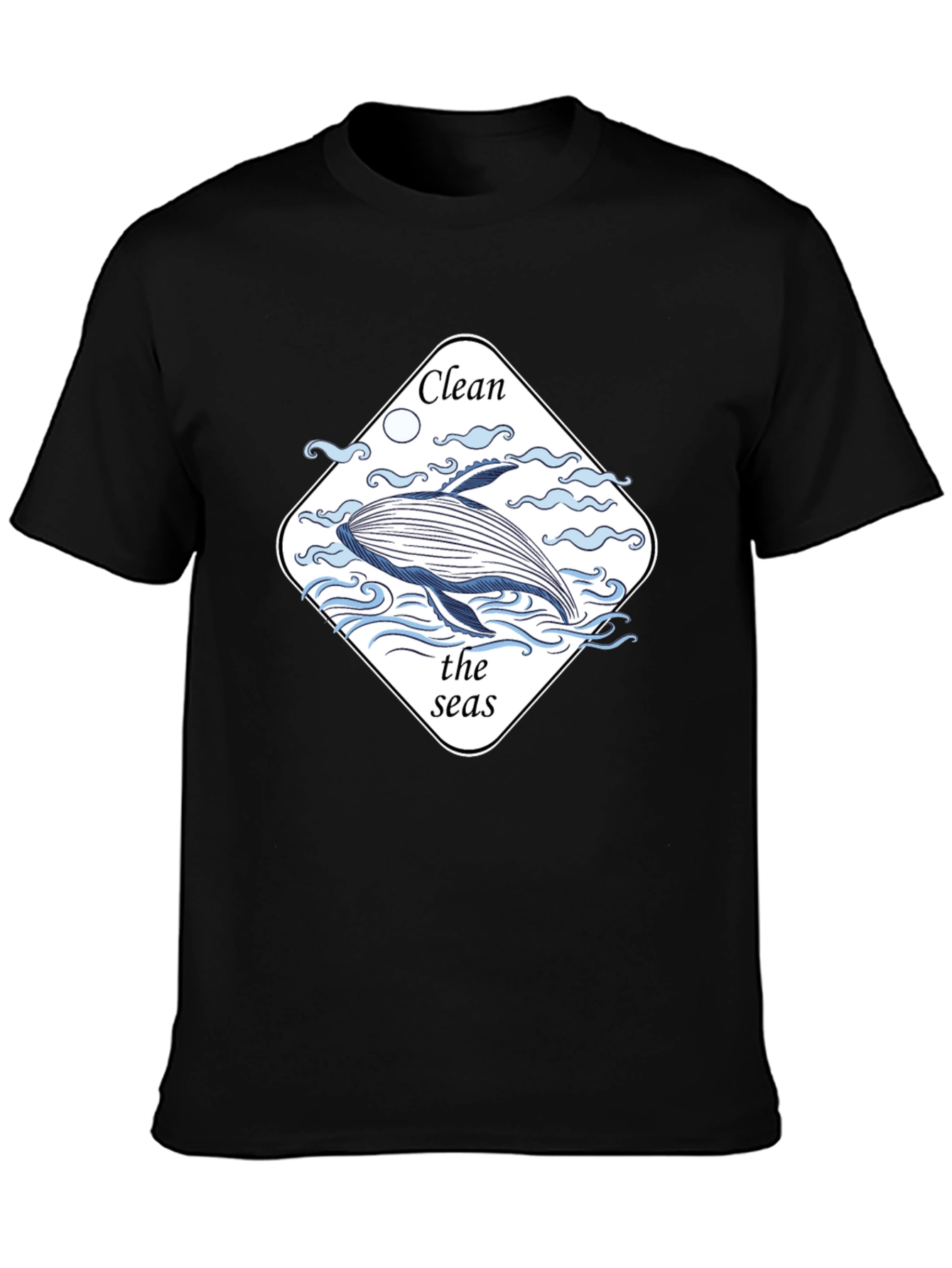 Clean the Seas T-Shirt - Black Whale Graphic Tee