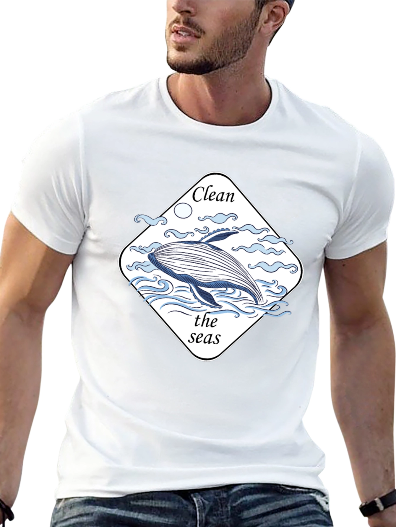 Clean the Seas T-Shirt - Black Whale Graphic Tee