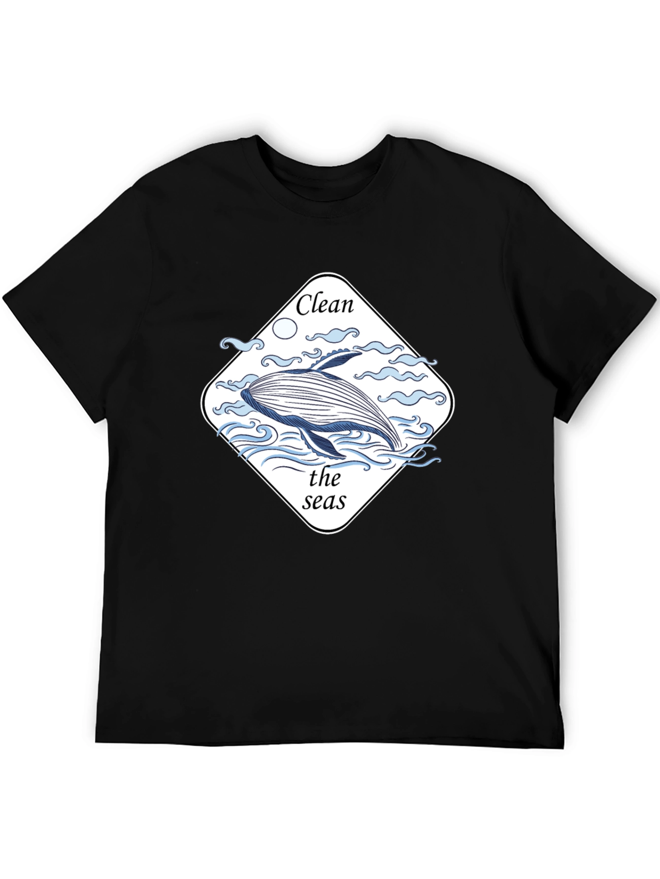 Clean the Seas T-Shirt - Black Whale Graphic Tee