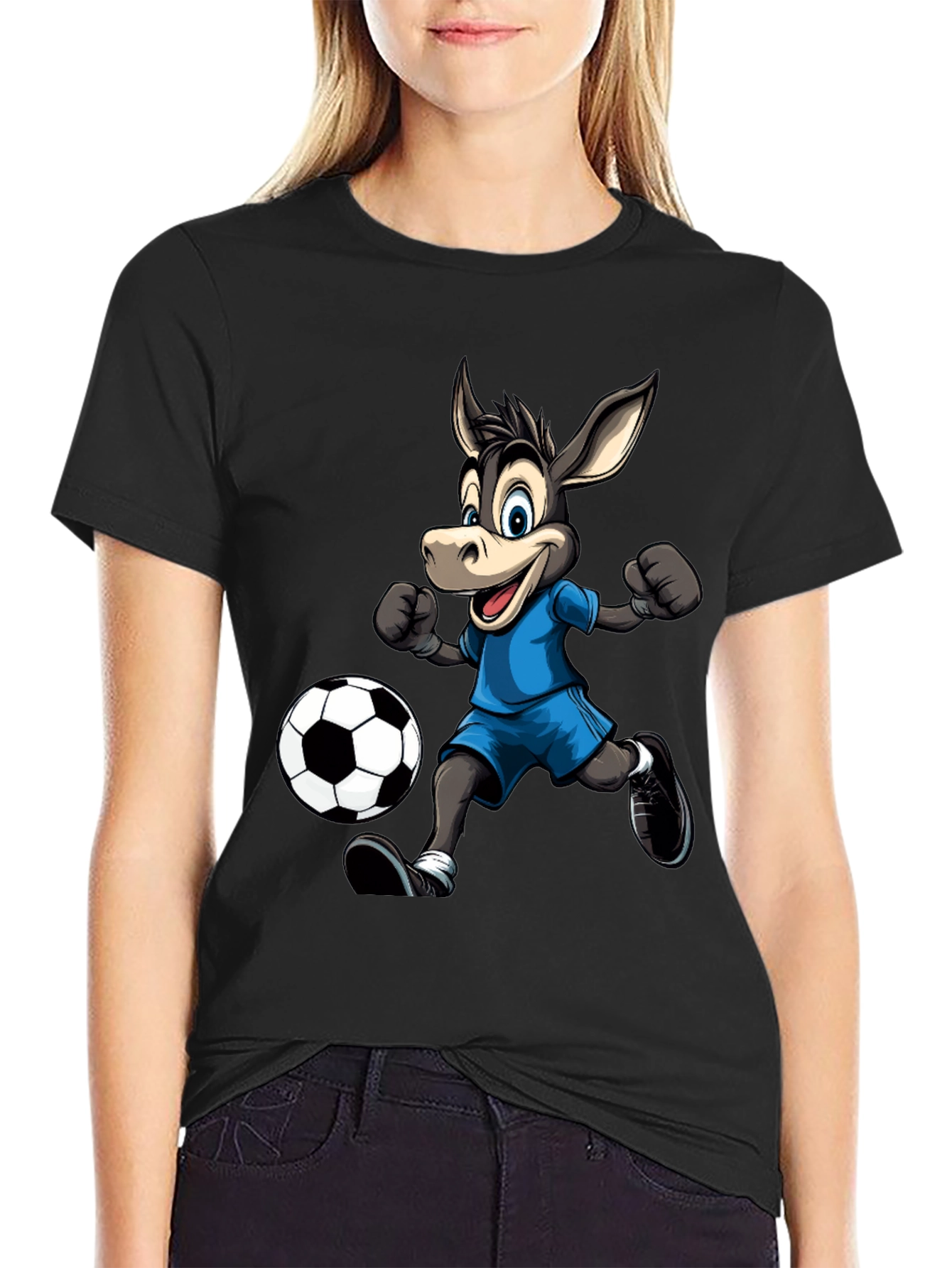 Donkey Soccer T-Shirt - Playful Cartoon Design