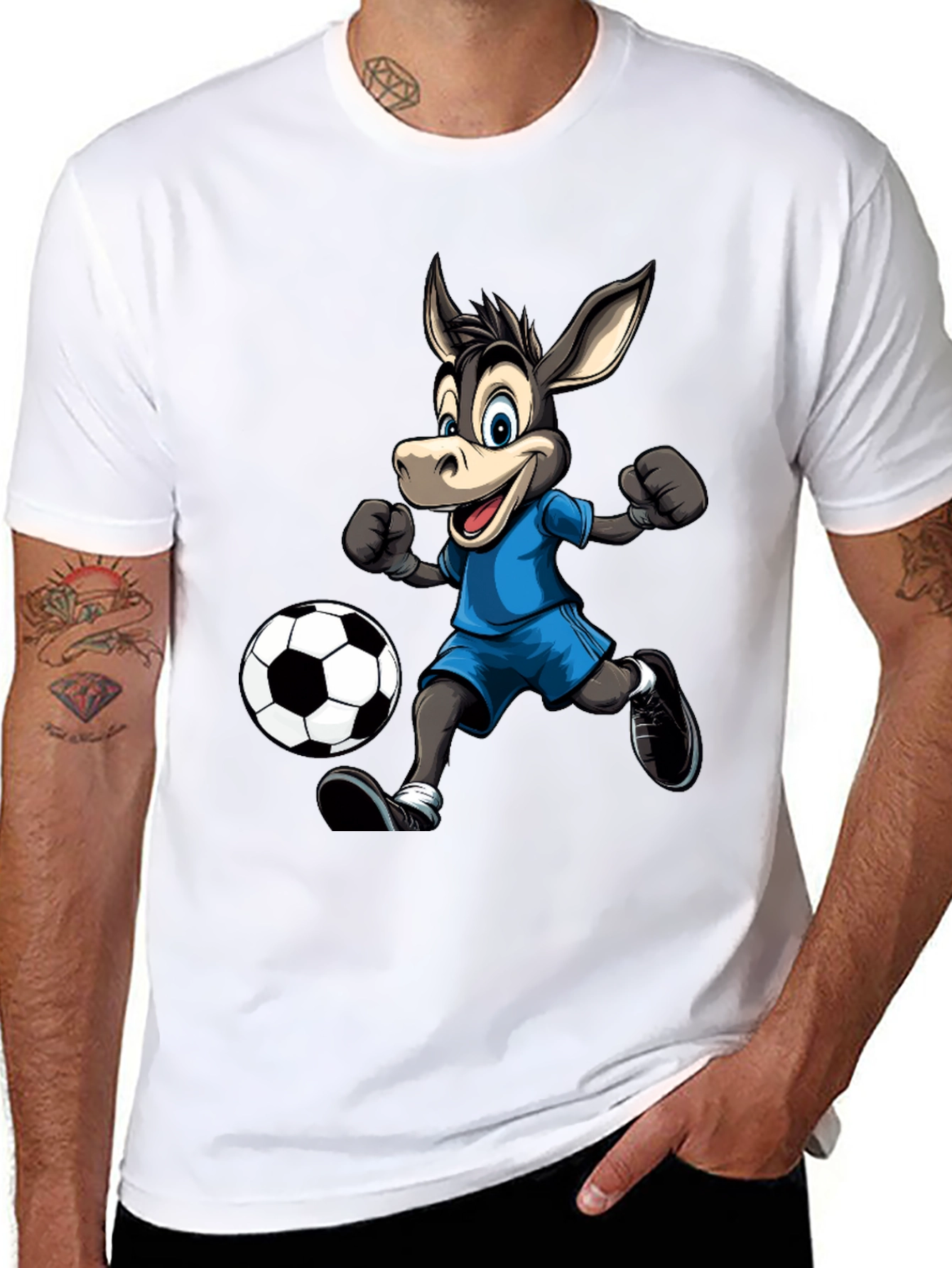 Donkey Soccer T-Shirt - Playful Cartoon Design