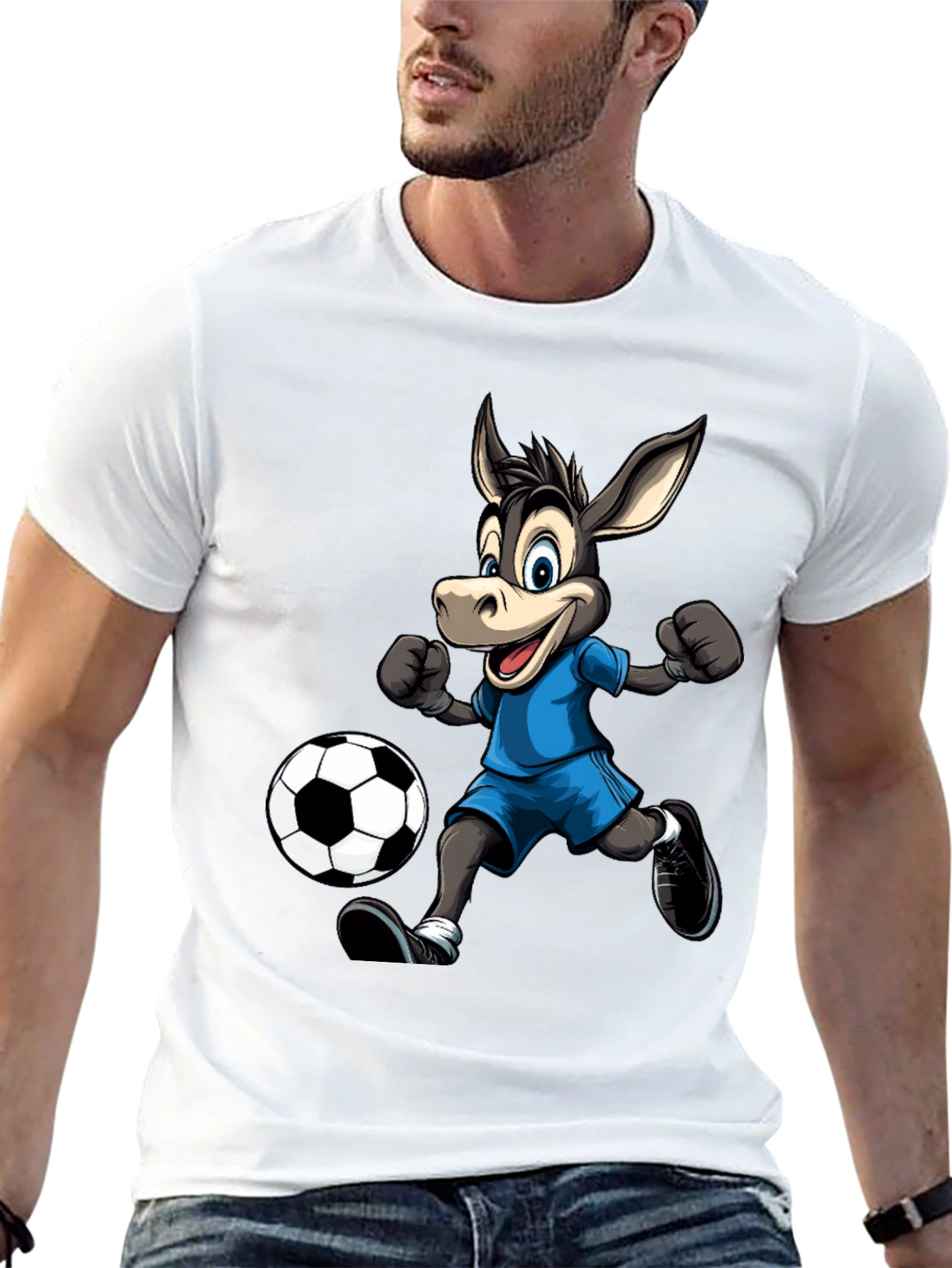 Donkey Soccer T-Shirt - Playful Cartoon Design