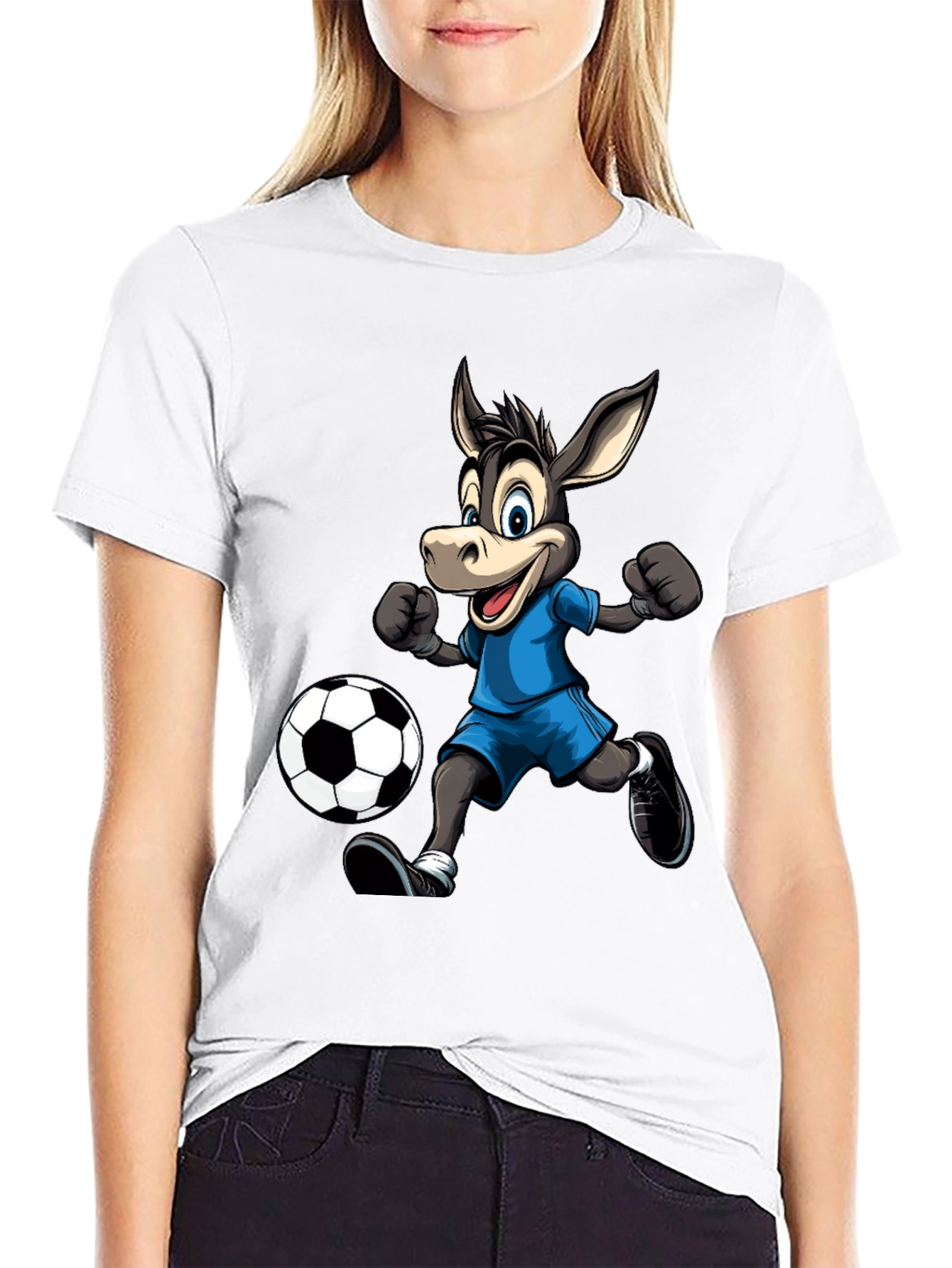 Donkey Soccer T-Shirt - Playful Cartoon Design