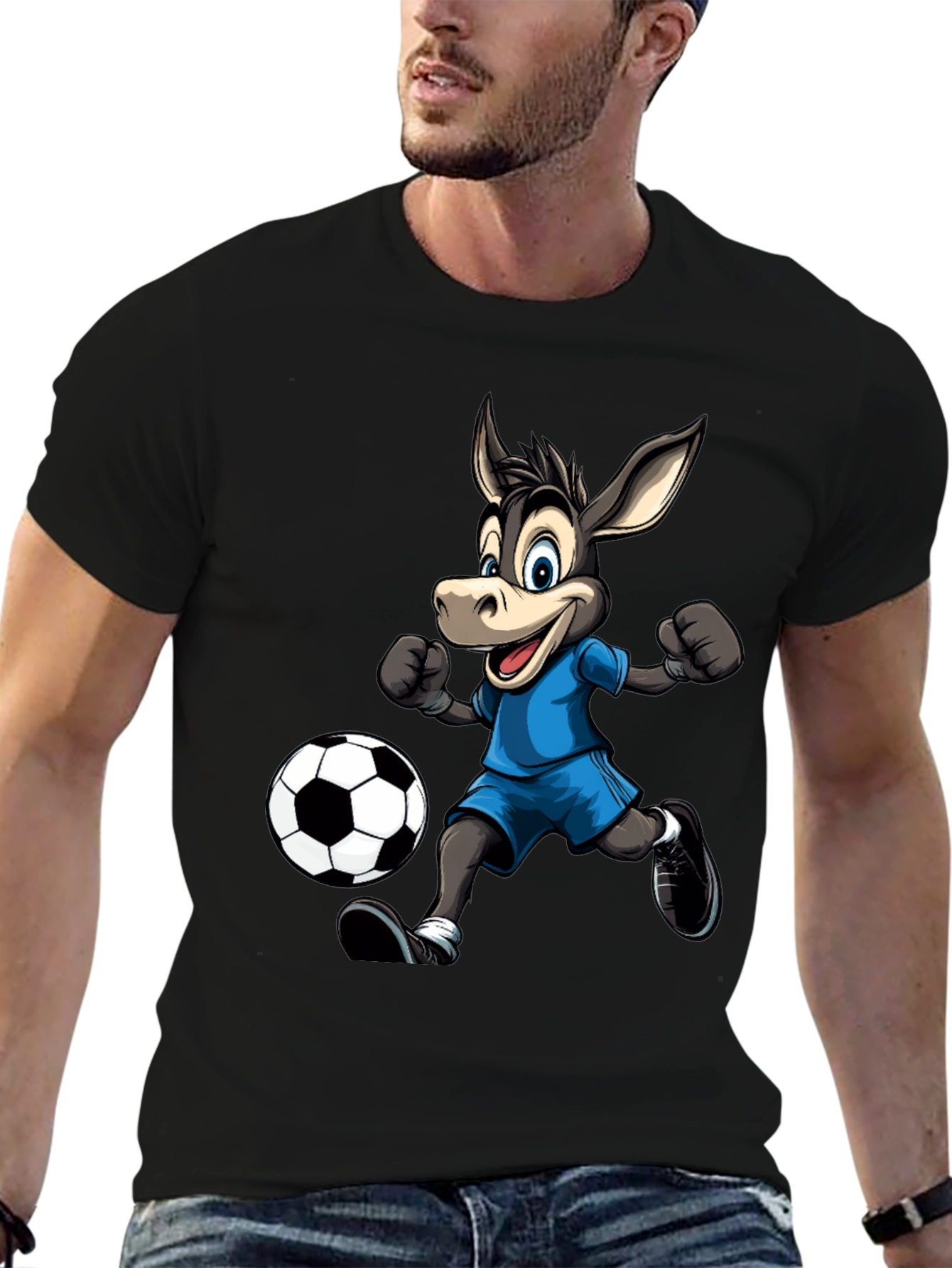 Donkey Soccer T-Shirt - Playful Cartoon Design