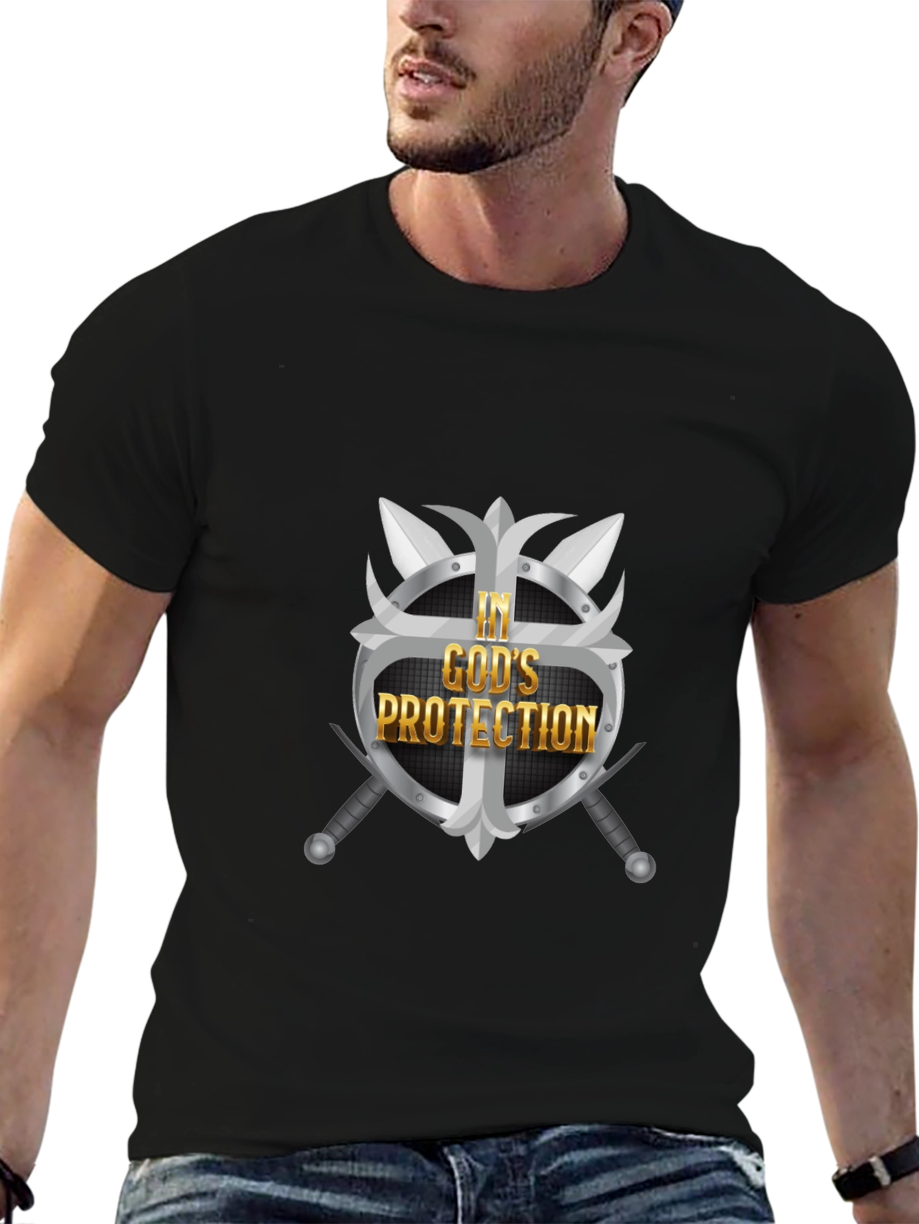 In Gods Protection Graphic Tee - Black