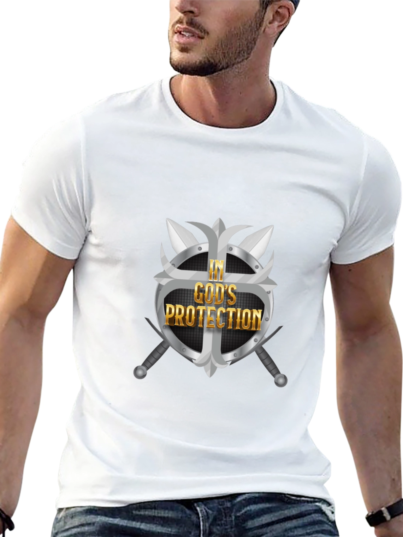 In Gods Protection Graphic Tee - Black