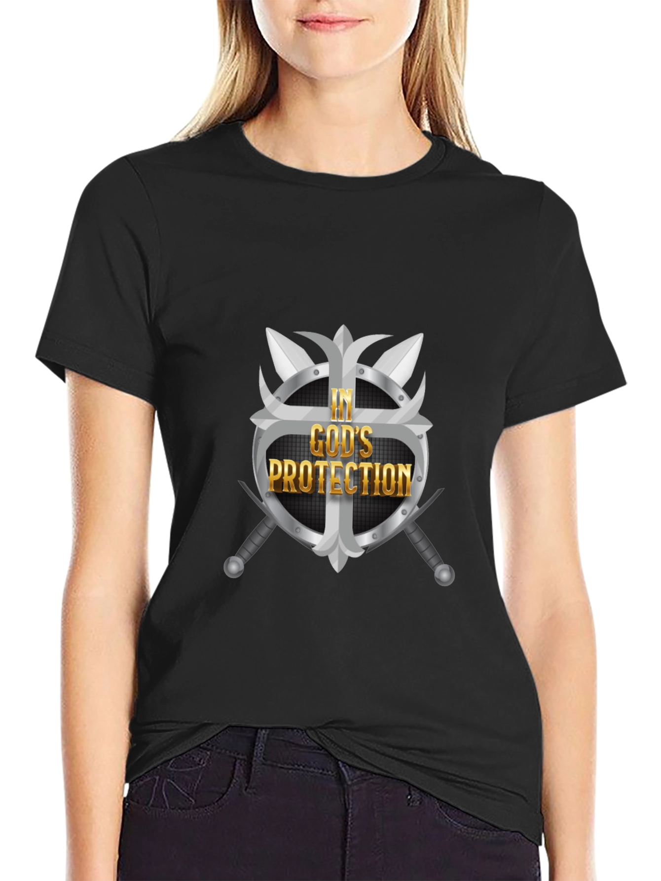 In Gods Protection Graphic Tee - Black