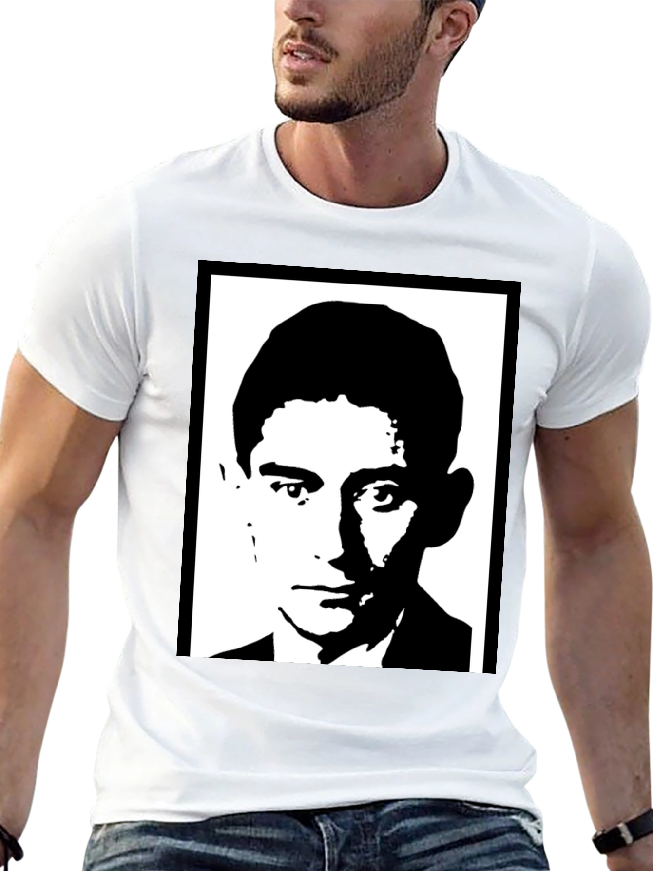Kafka Portrait Black T-Shirt - Literary Cool