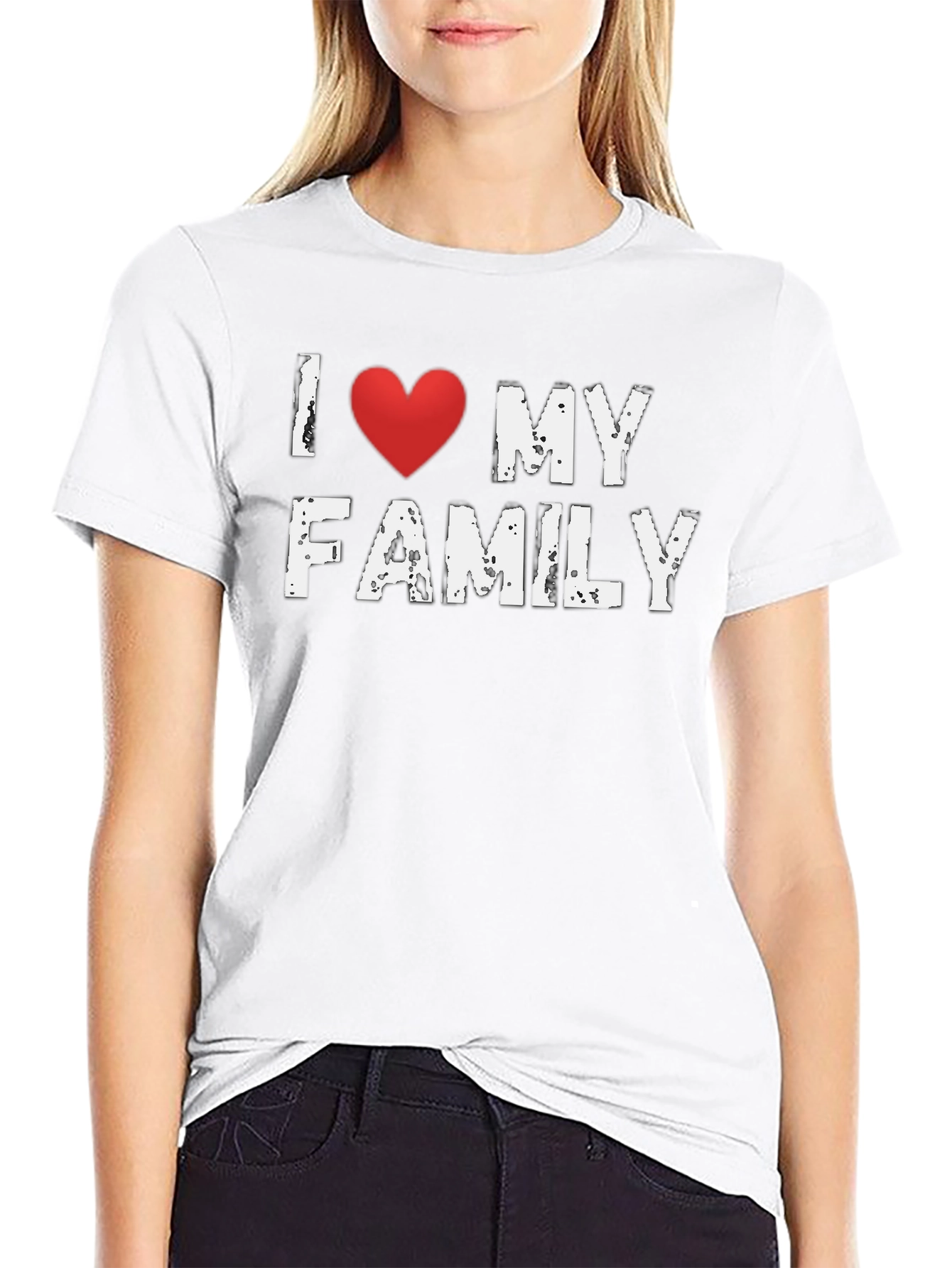I Heart My Family T-Shirt - Black Cotton Tee