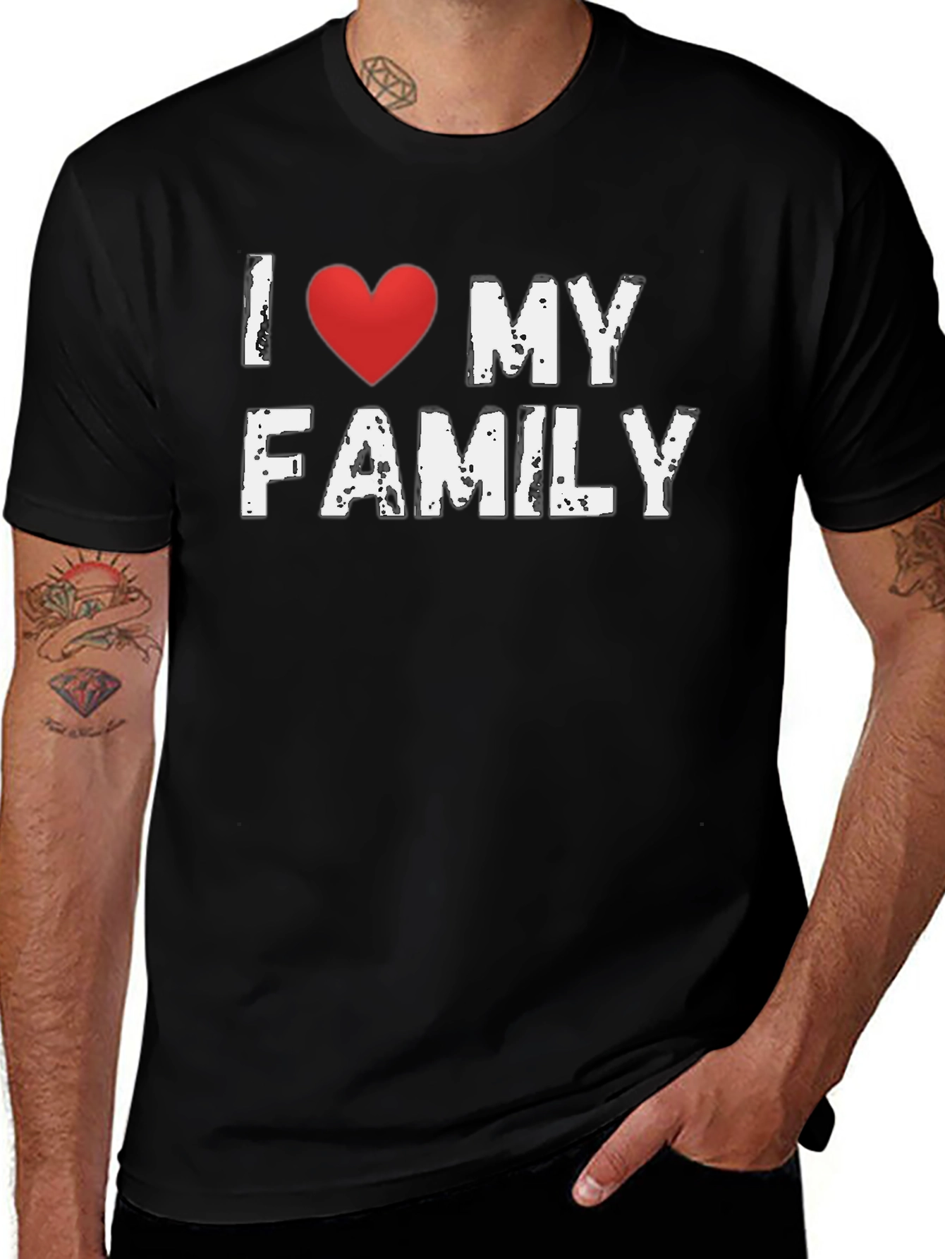 I Heart My Family T-Shirt - Black Cotton Tee