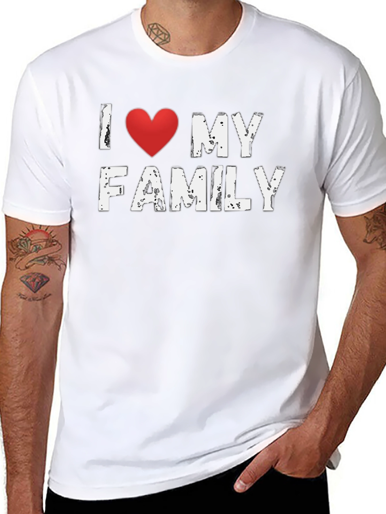 I Heart My Family T-Shirt - Black Cotton Tee