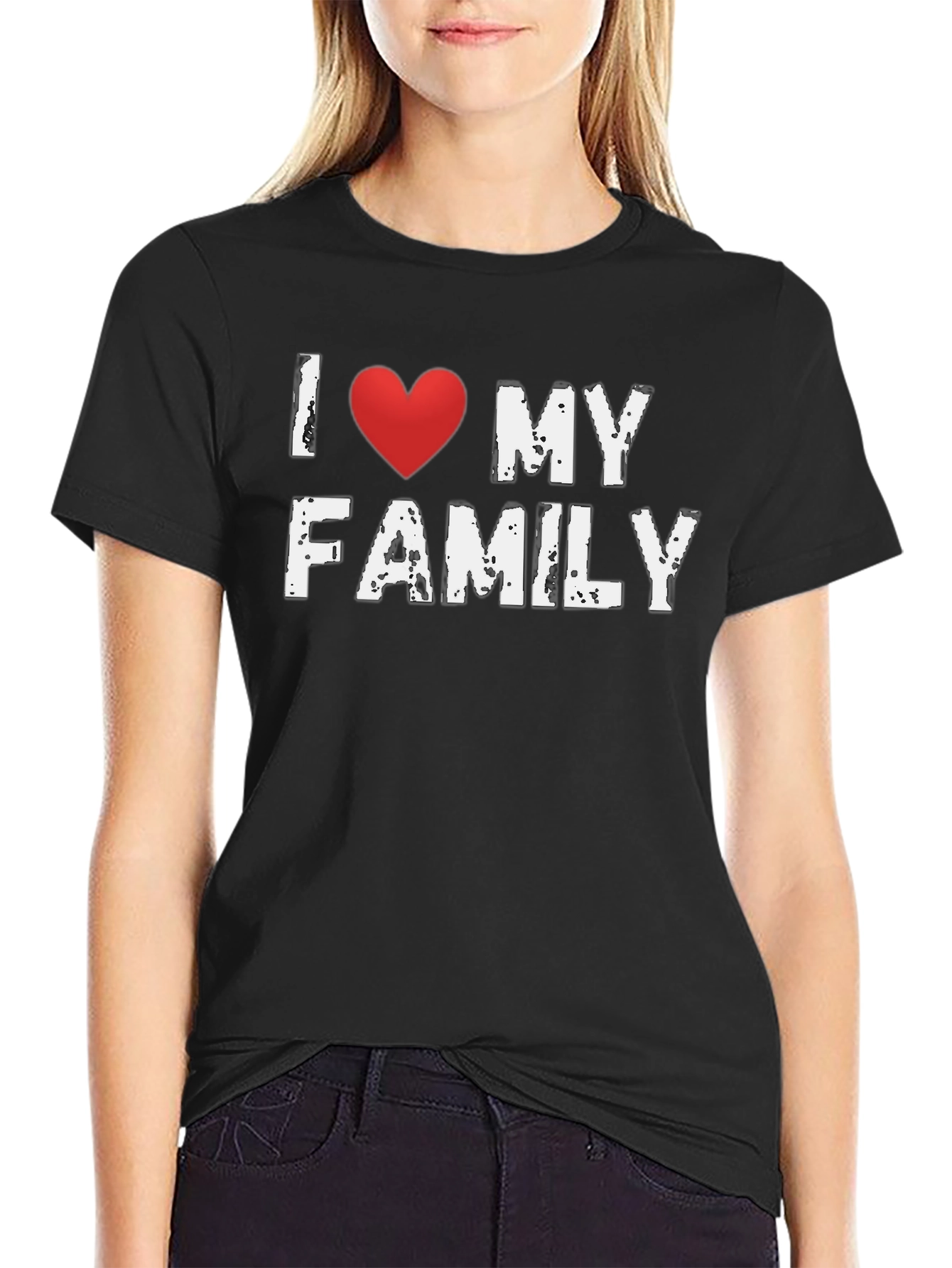 I Heart My Family T-Shirt - Black Cotton Tee