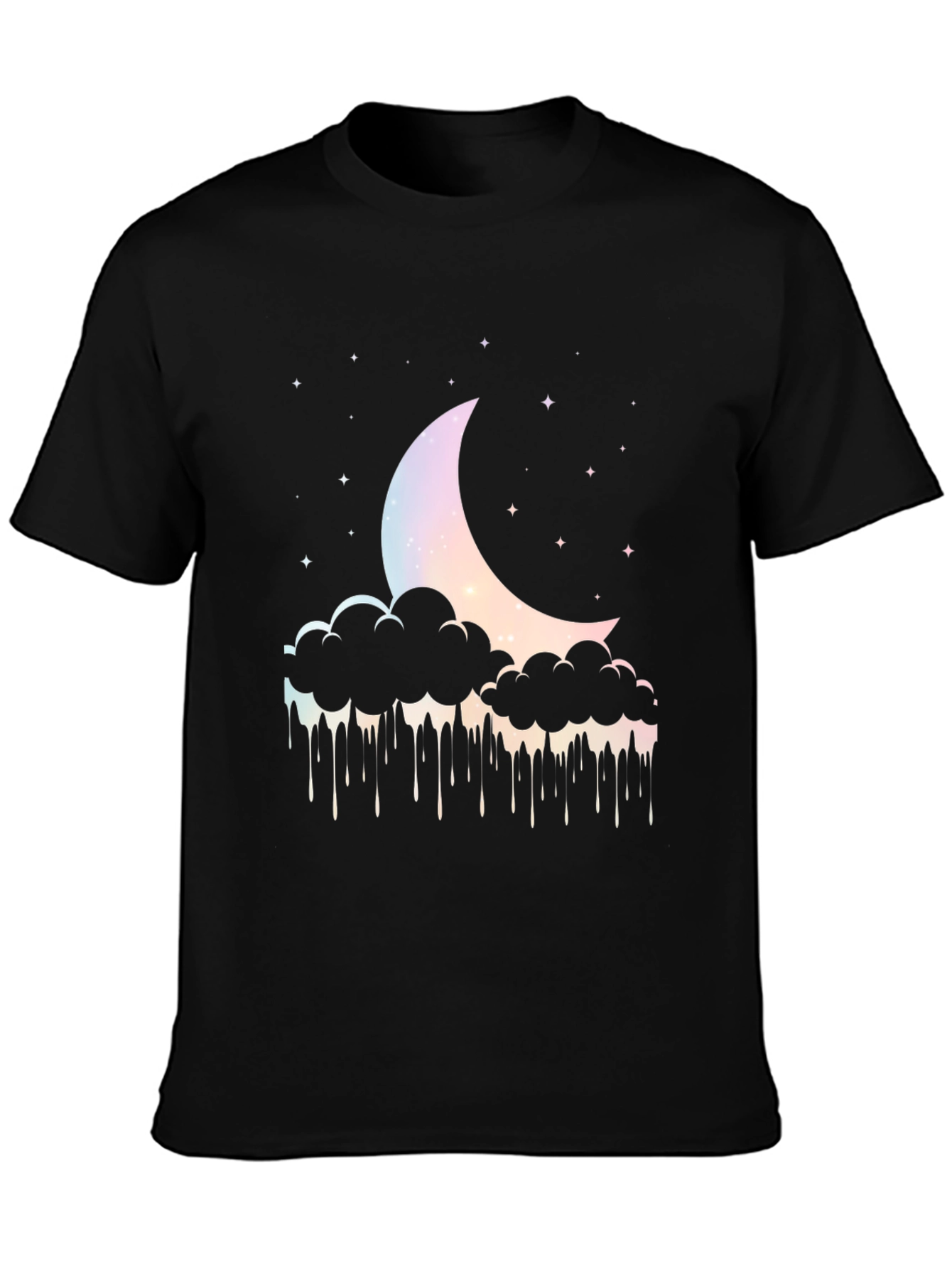 Dreamy Moon Cloud Graphic Tee - Black