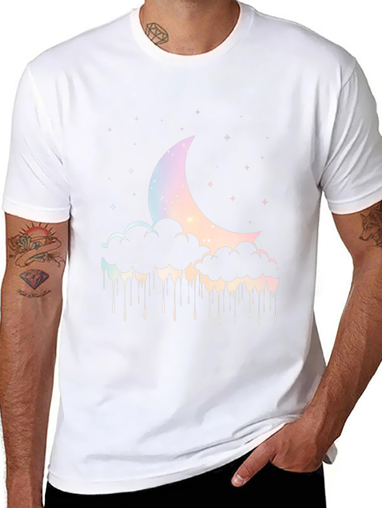 Dreamy Moon Cloud Graphic Tee - Black