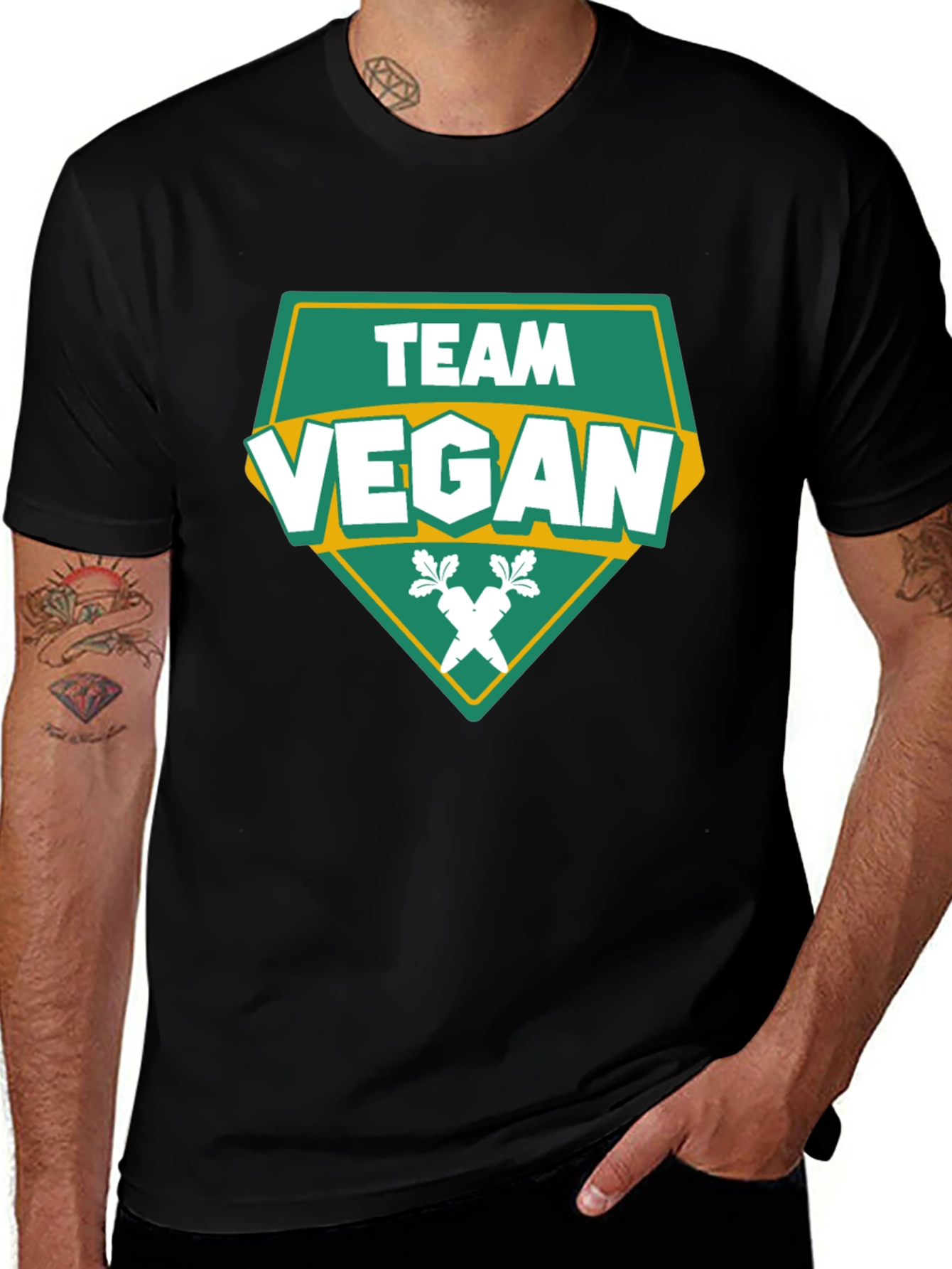 Team Vegan T-Shirt - Green & White Design