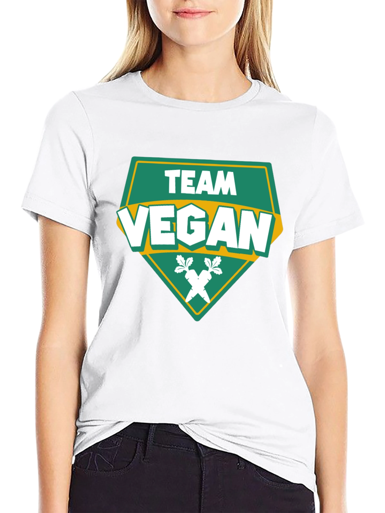 Team Vegan T-Shirt - Green & White Design