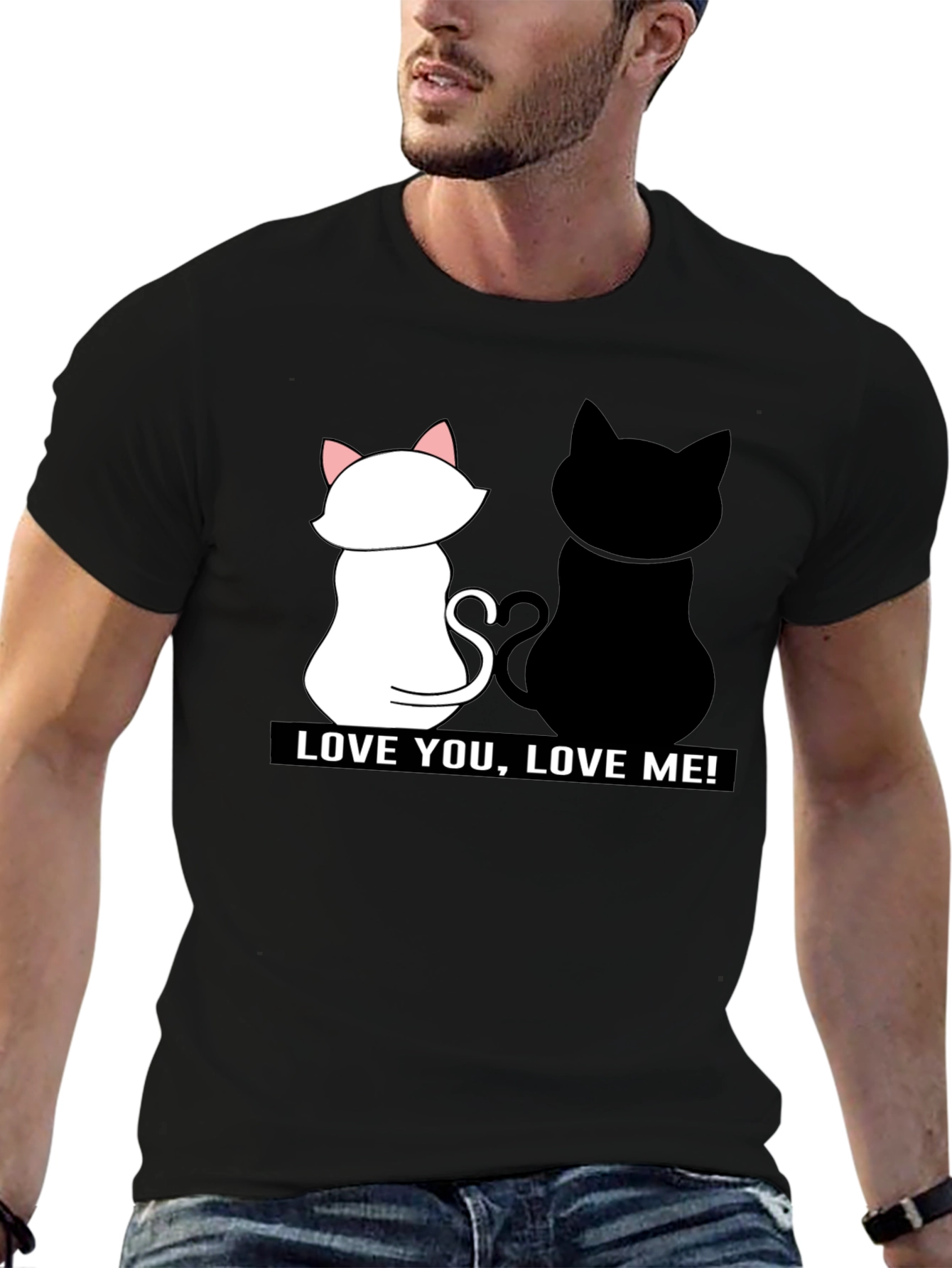 Love You Love Me! Black Cat Graphic Tee