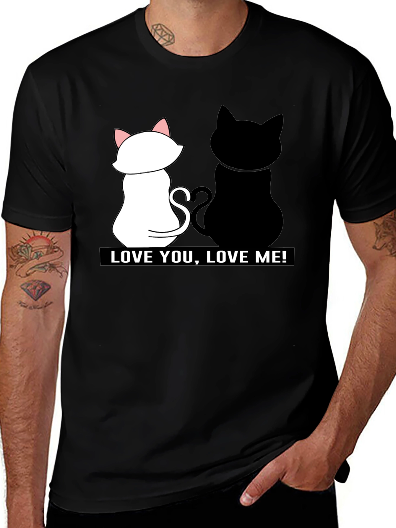 Love You Love Me! Black Cat Graphic Tee