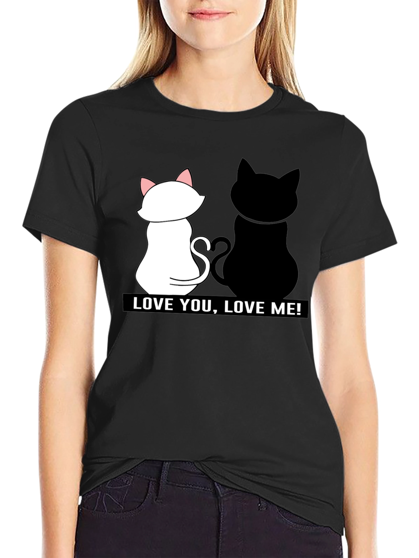 Love You Love Me! Black Cat Graphic Tee