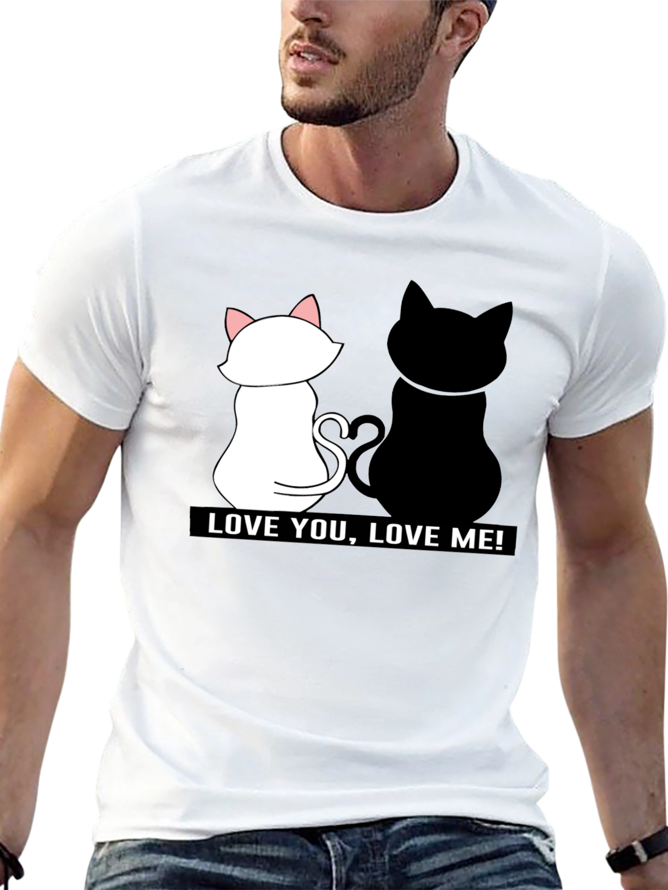 Love You Love Me! Black Cat Graphic Tee