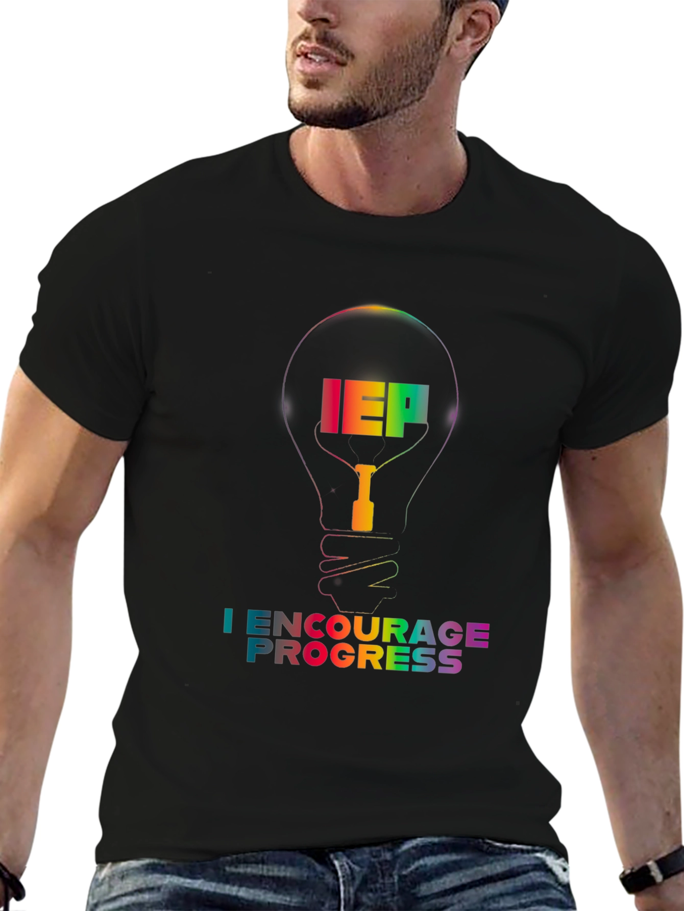IEP I Encourage Progress Rainbow Lightbulb T-Shirt