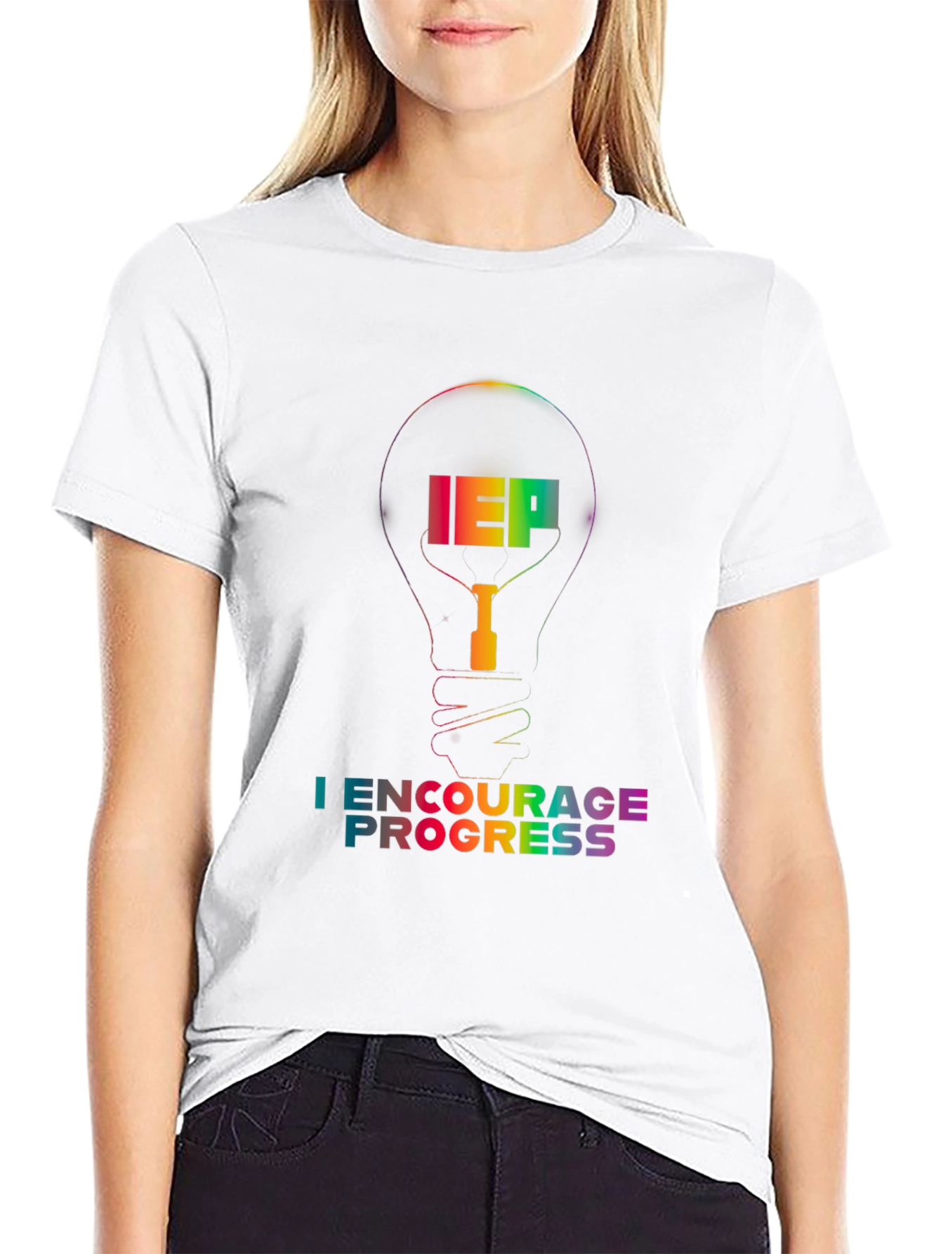 IEP I Encourage Progress Rainbow Lightbulb T-Shirt
