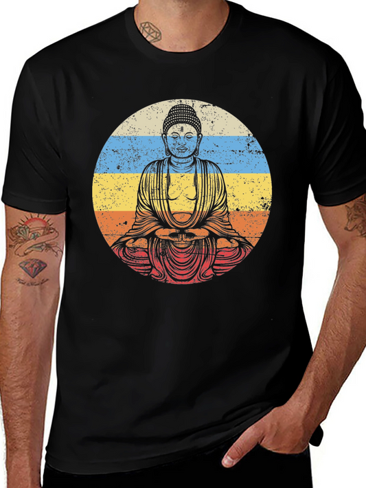 Vintage Buddha Graphic Tee - Black