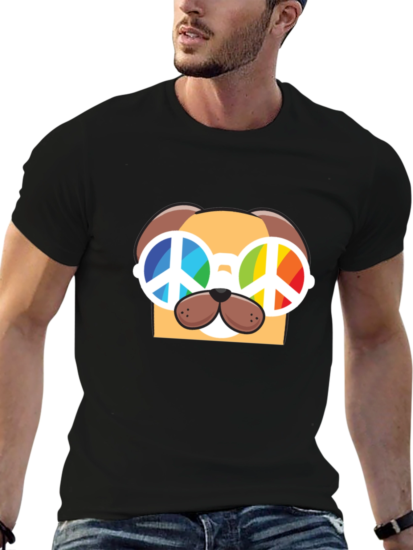 Peace Dog Graphic T-Shirt - Black