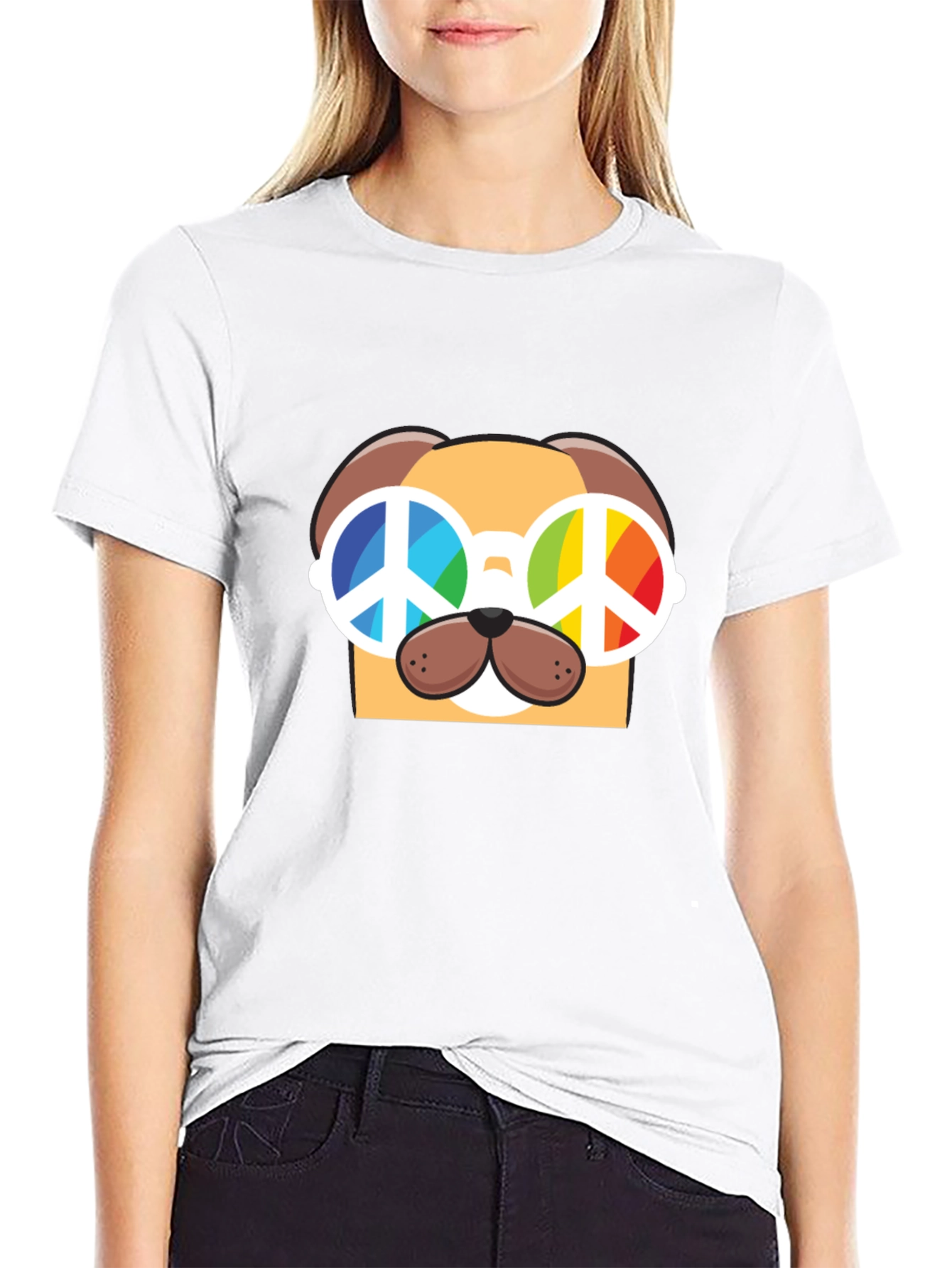 Peace Dog Graphic T-Shirt - Black