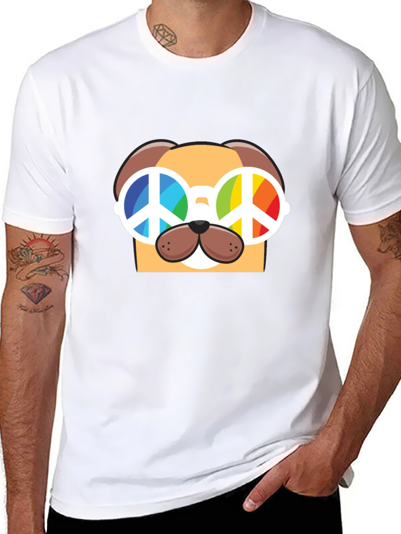 Peace Dog Graphic T-Shirt - Black