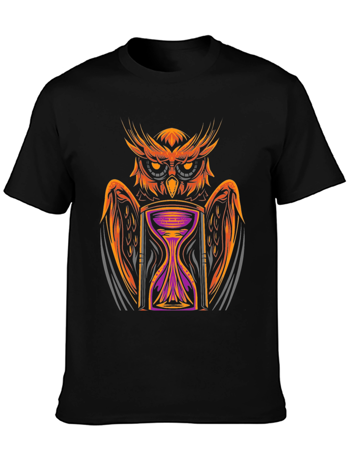 Owl Hourglass Graphic Tee - Black