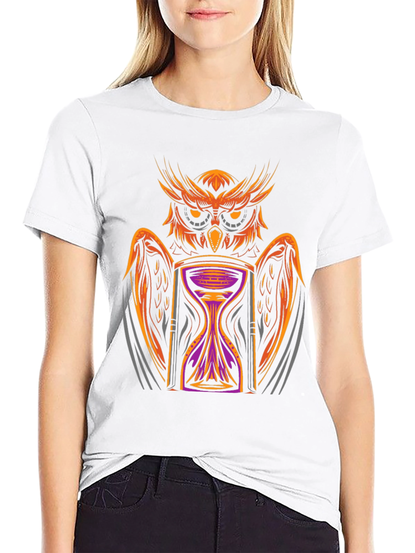 Owl Hourglass Graphic Tee - Black