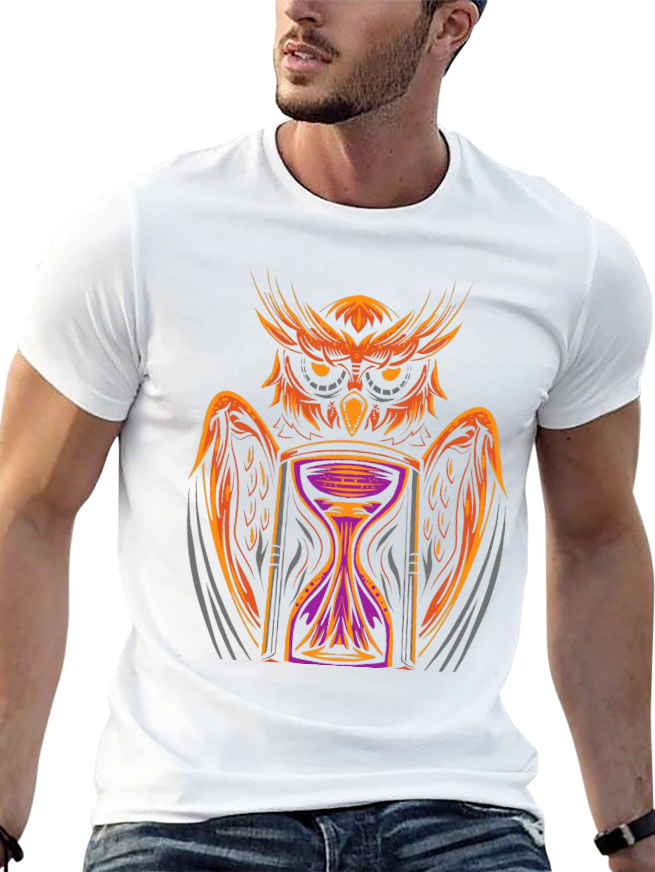 Owl Hourglass Graphic Tee - Black