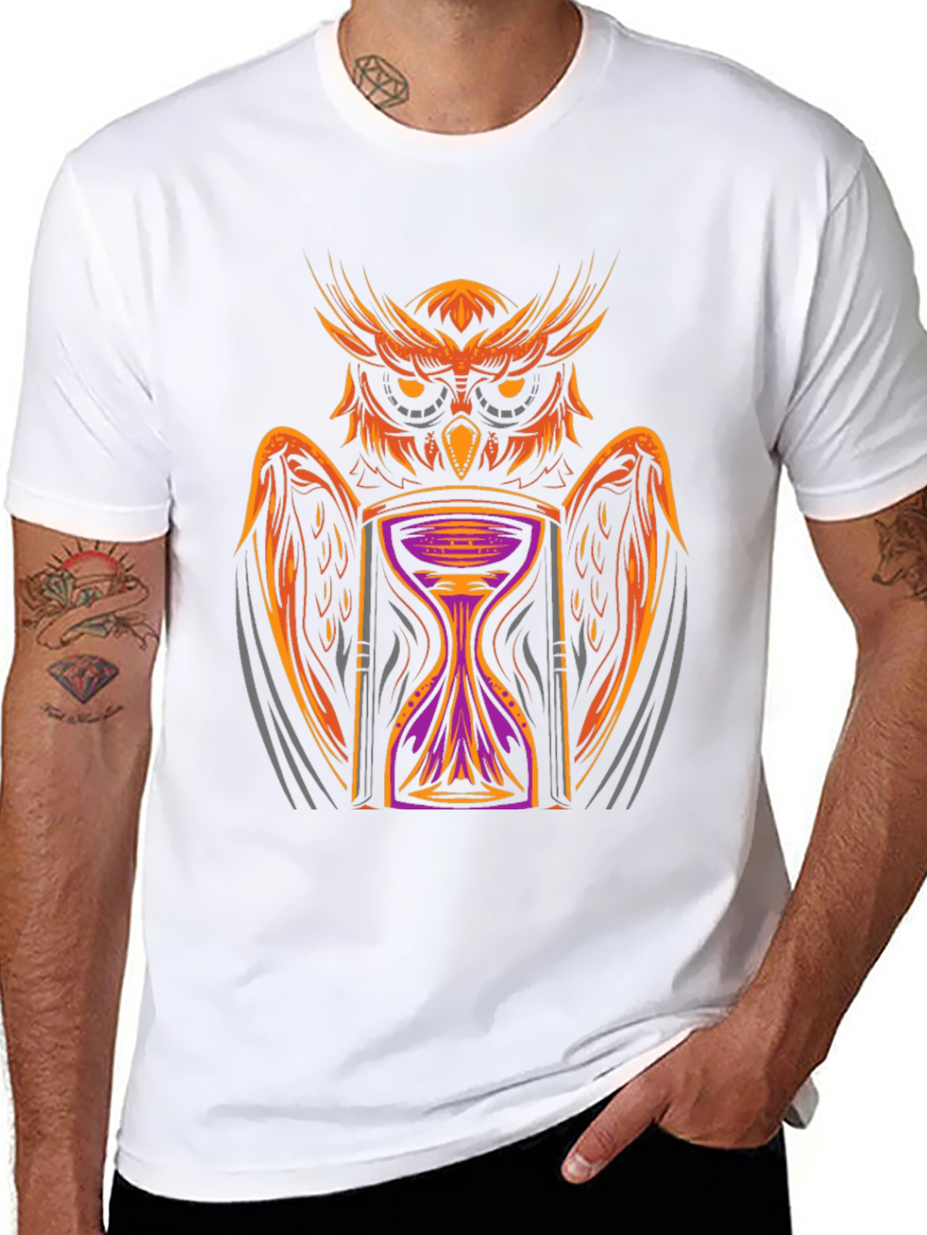 Owl Hourglass Graphic Tee - Black