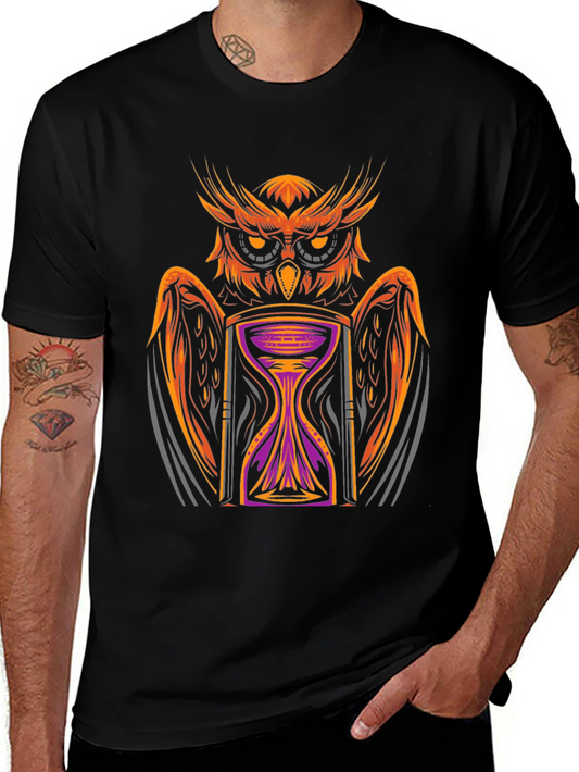 Owl Hourglass Graphic Tee - Black
