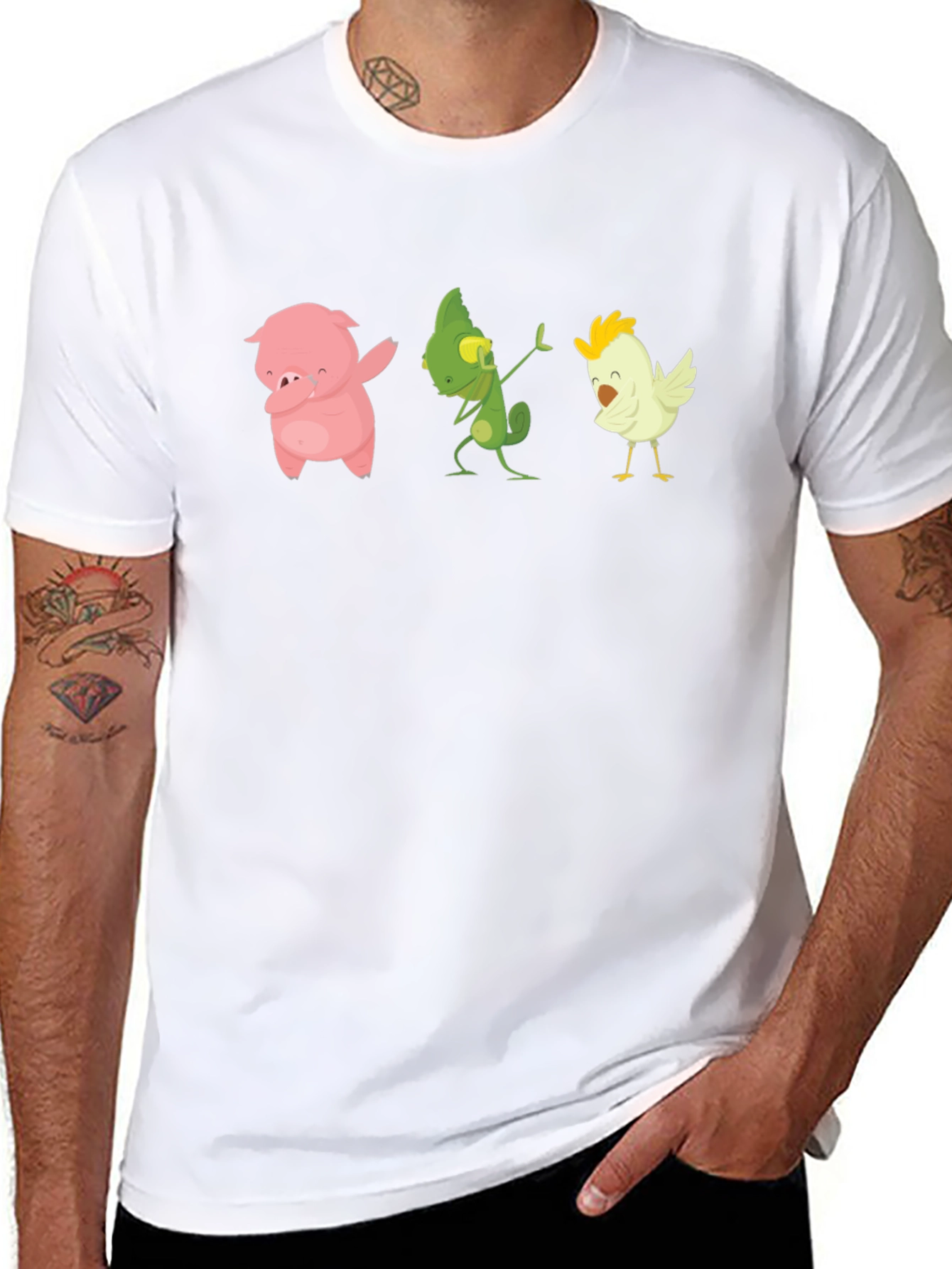Dabbing Animal T-Shirt: Pig Lizard Chicken