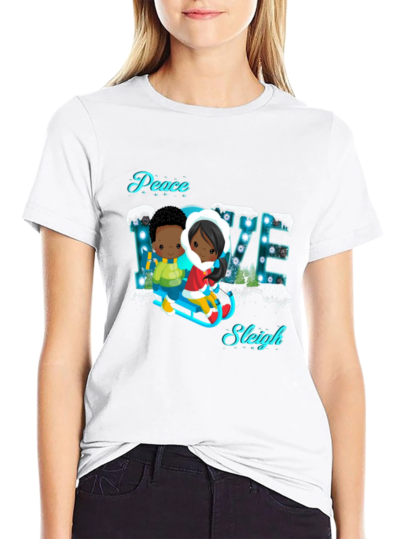 Peace Love Sleigh T-Shirt - Holiday Cheer