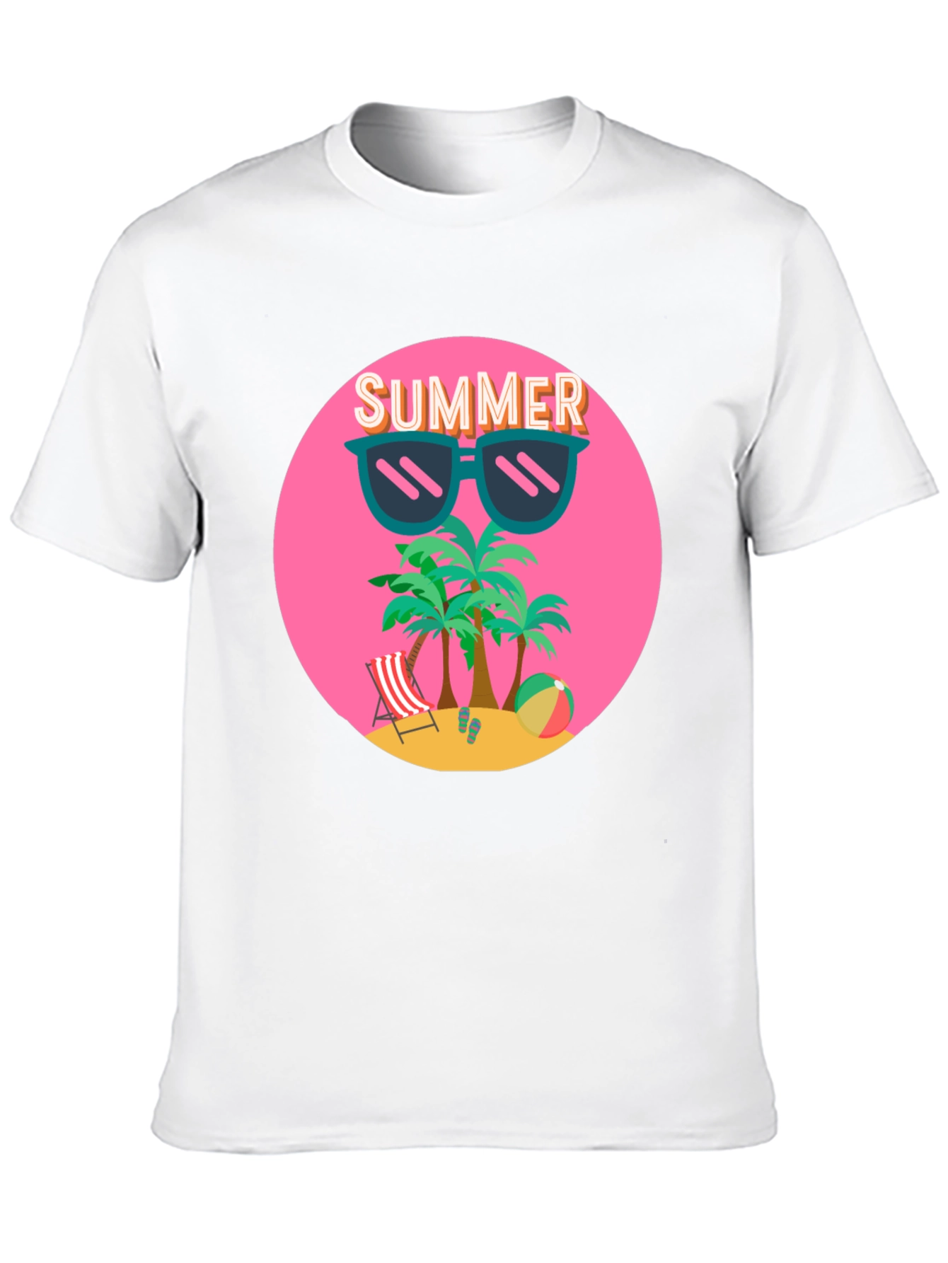 Summer Beach T-Shirt: Palm Trees & Shades
