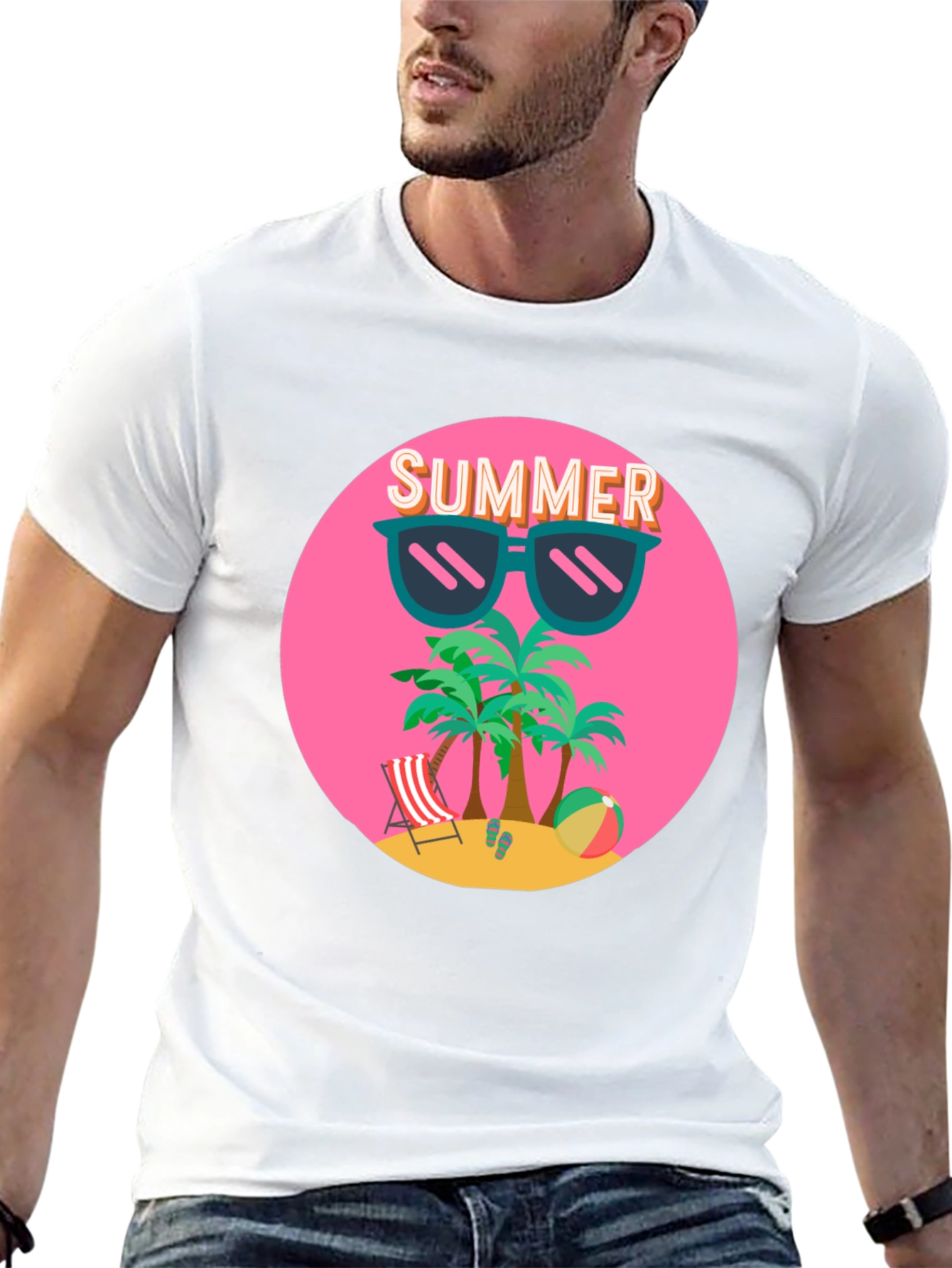 Summer Beach T-Shirt: Palm Trees & Shades