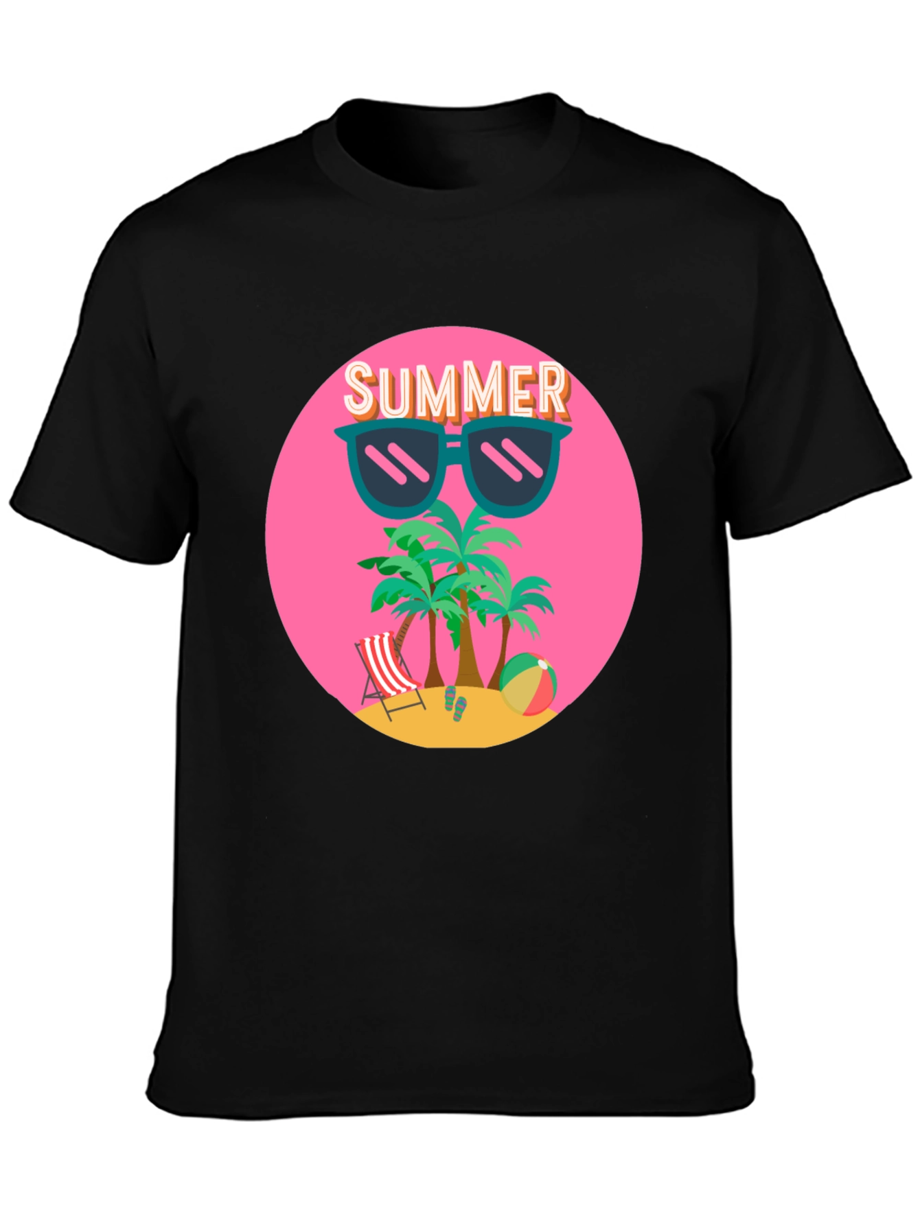 Summer Beach T-Shirt: Palm Trees & Shades