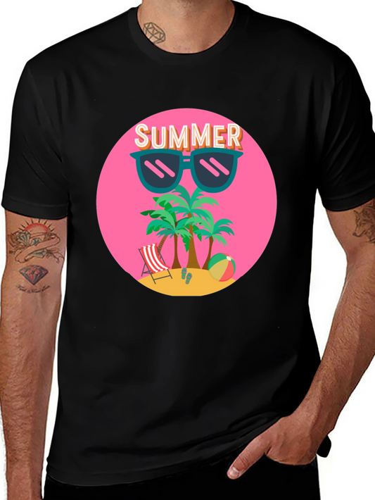 Summer Beach T-Shirt: Palm Trees & Shades
