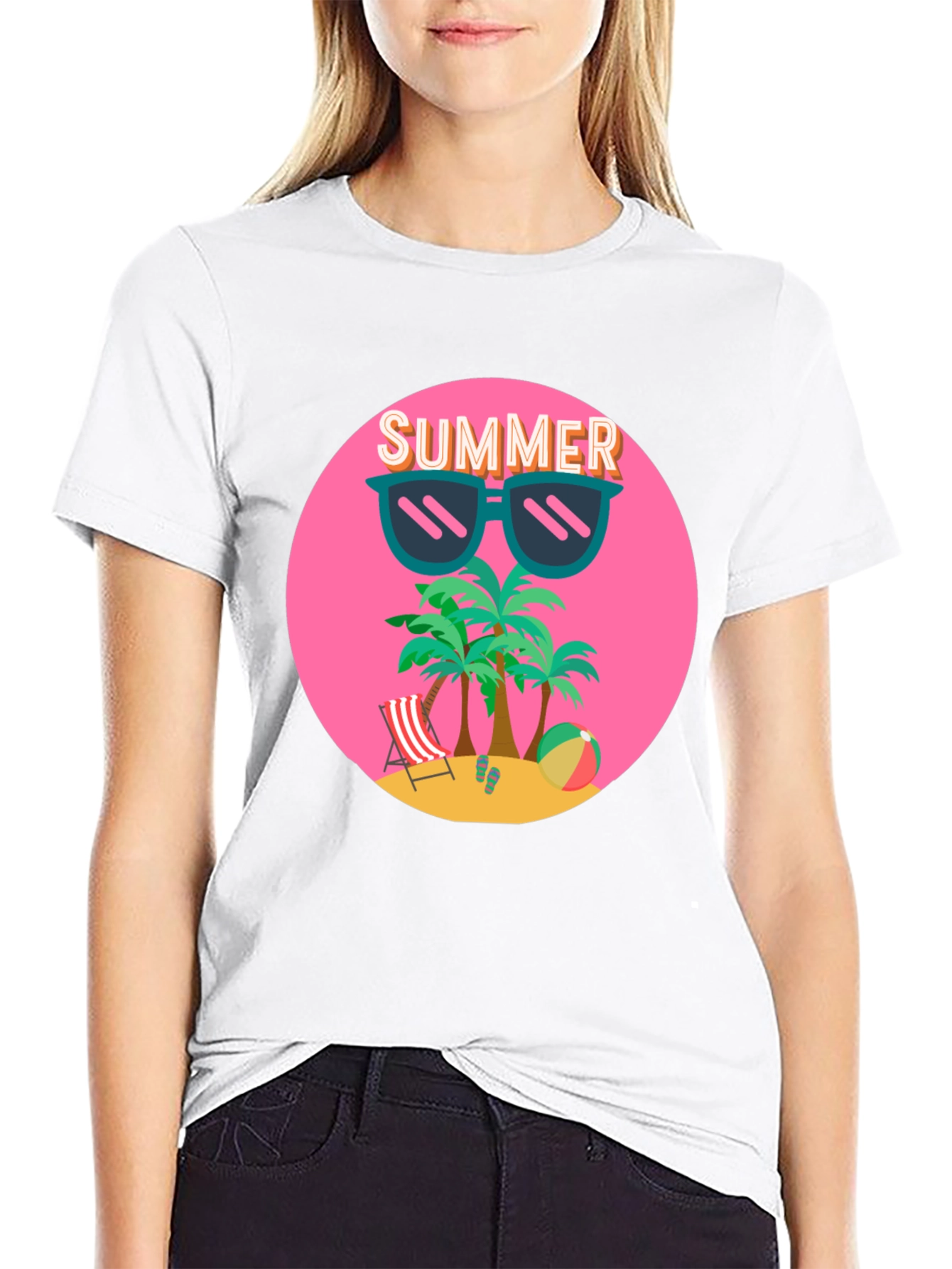 Summer Beach T-Shirt: Palm Trees & Shades