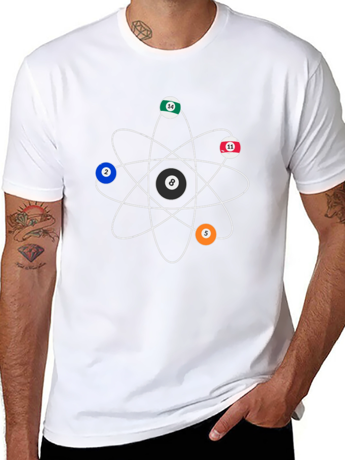 Billiards Ball Atom T-Shirt - Cool Graphic Tee