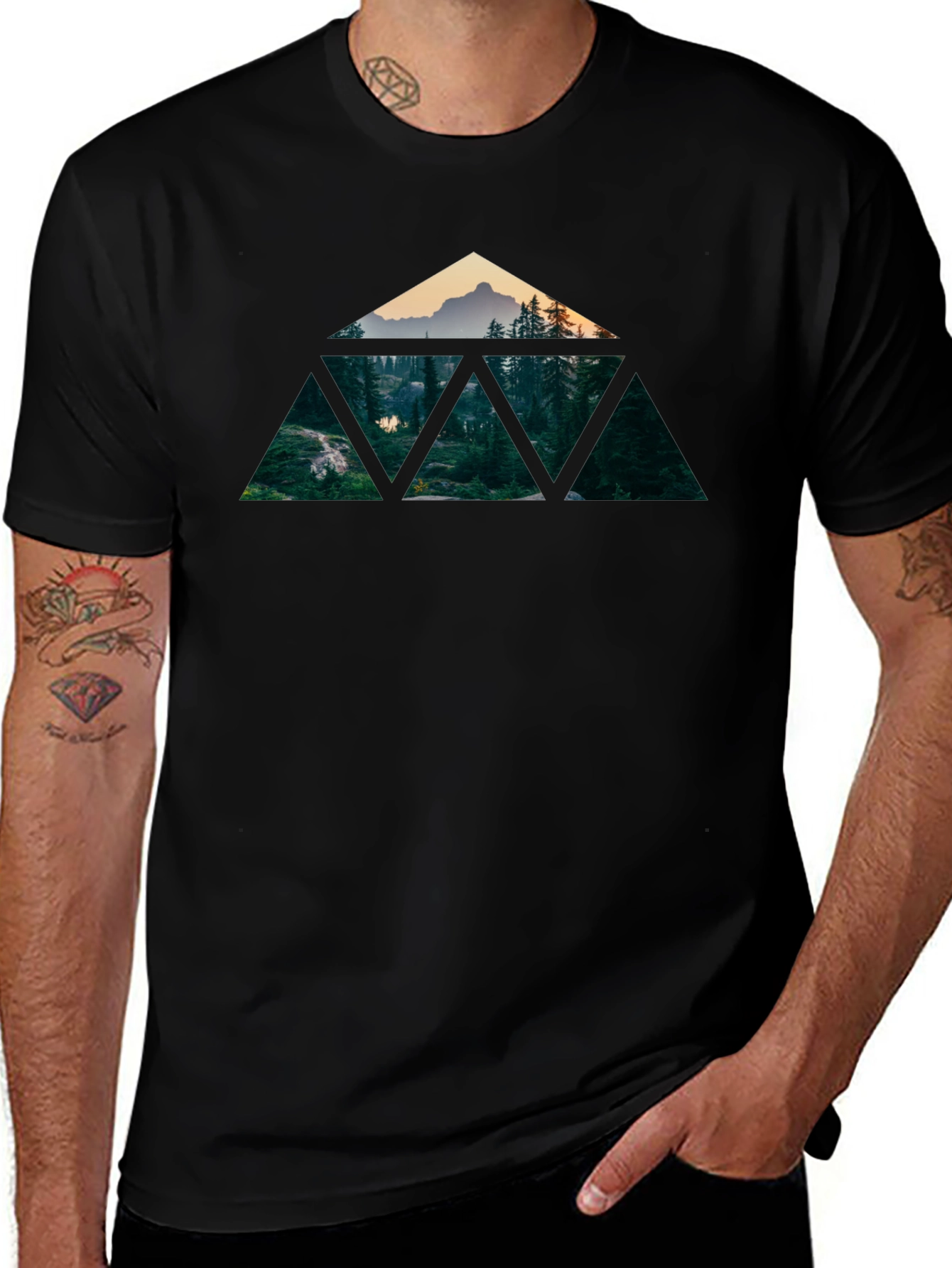 Geometric Mountain Forest T-Shirt
