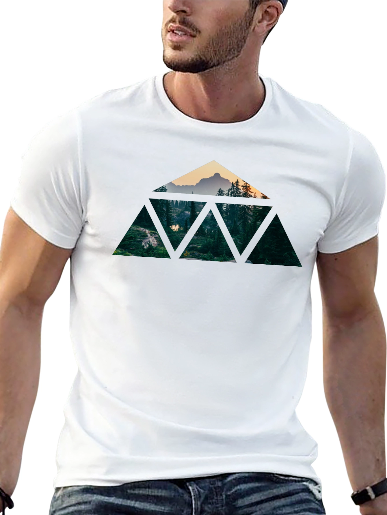 Geometric Mountain Forest T-Shirt